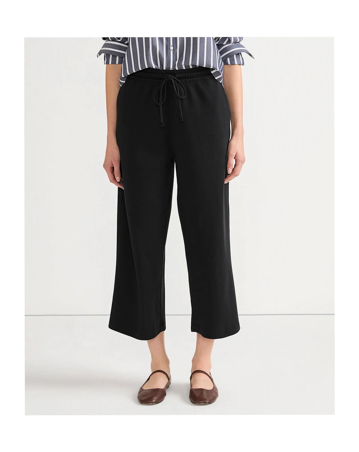 Women's Sport Knit Elastic Waist Wide Leg Crop Pants