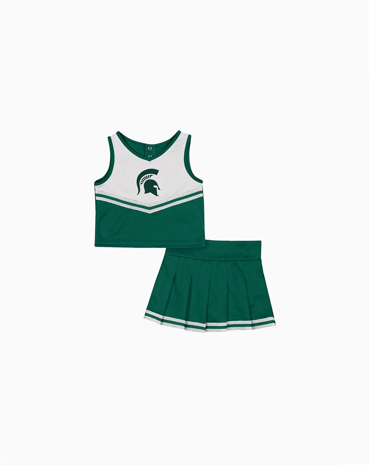 Girls Toddler 2-Pack Green Michigan State Spartans Time For Recess Cheer Top and Skirt Set