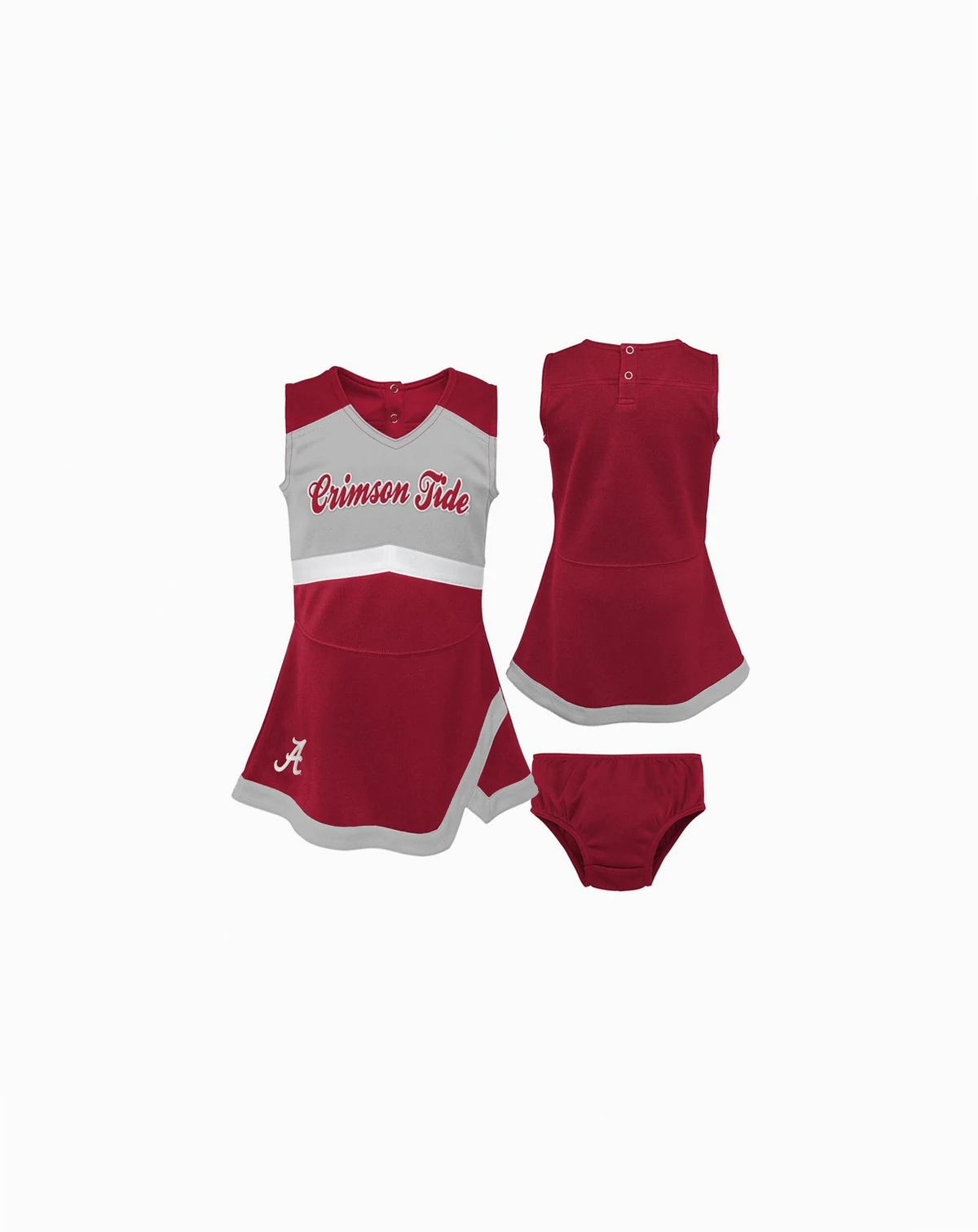 Girls Toddler Crimson, Gray Alabama Crimson Tide Two-Piece Cheer Captain Jumper Dress and Bloomers Set