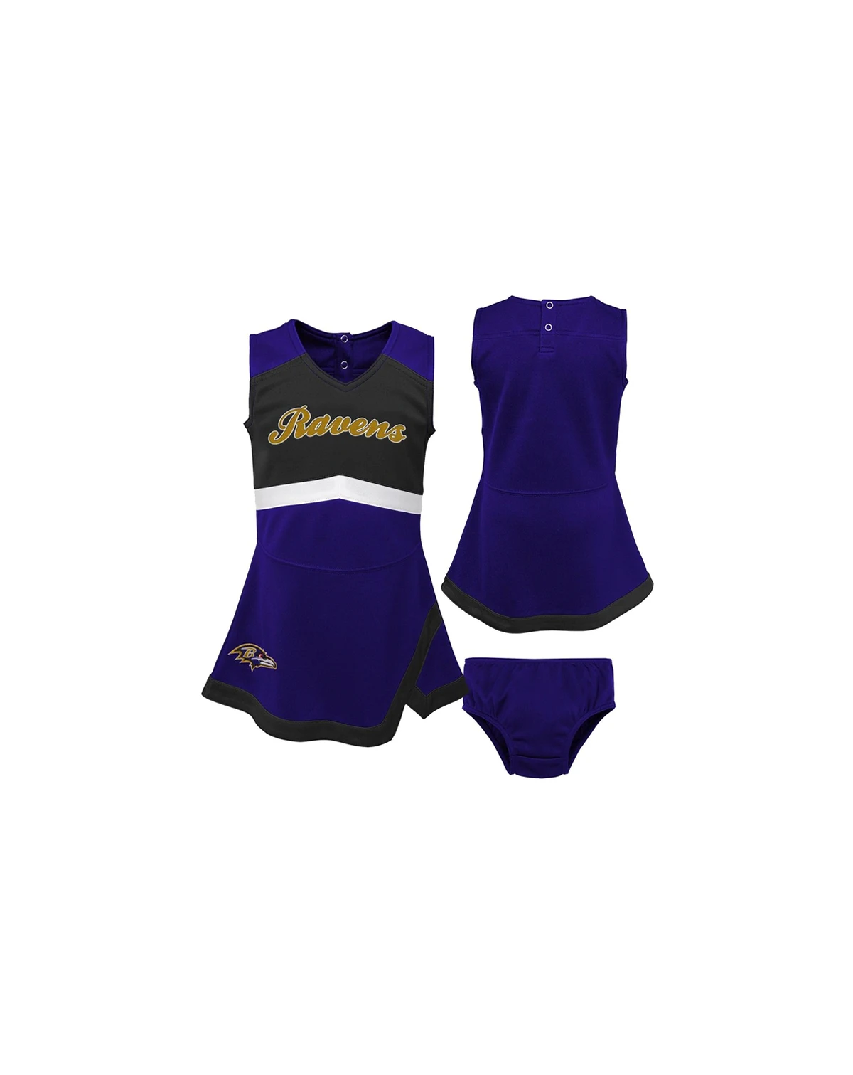 Girls Toddler Purple Baltimore Ravens Cheer Captain Dress with Bloomers