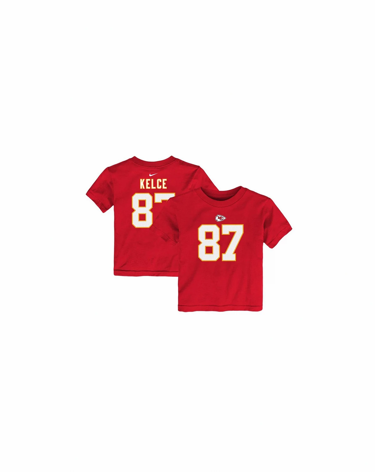 Toddler Boys and Girls Travis Kelce Red Kansas City Chiefs Player Name and Number T-shirt
