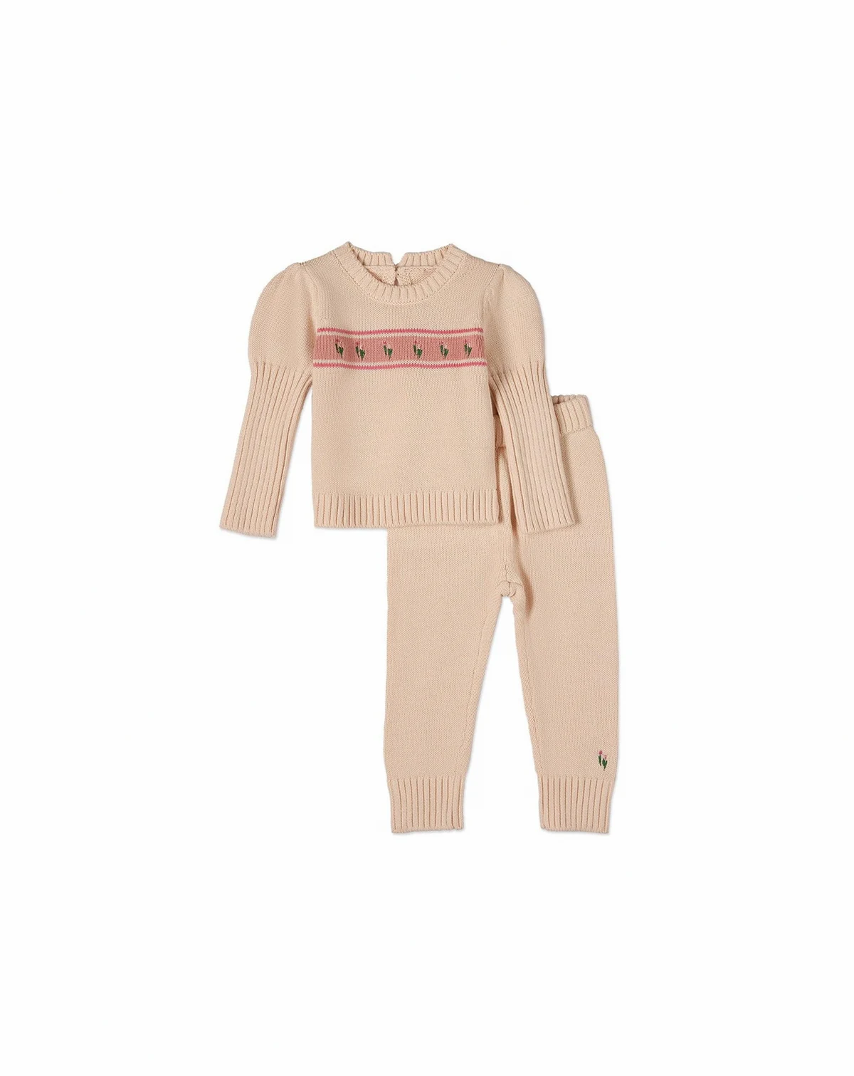 2 Piece Baby and Toddler Girls "Tiptoe Through The Tulips" Embroidered Legging Set