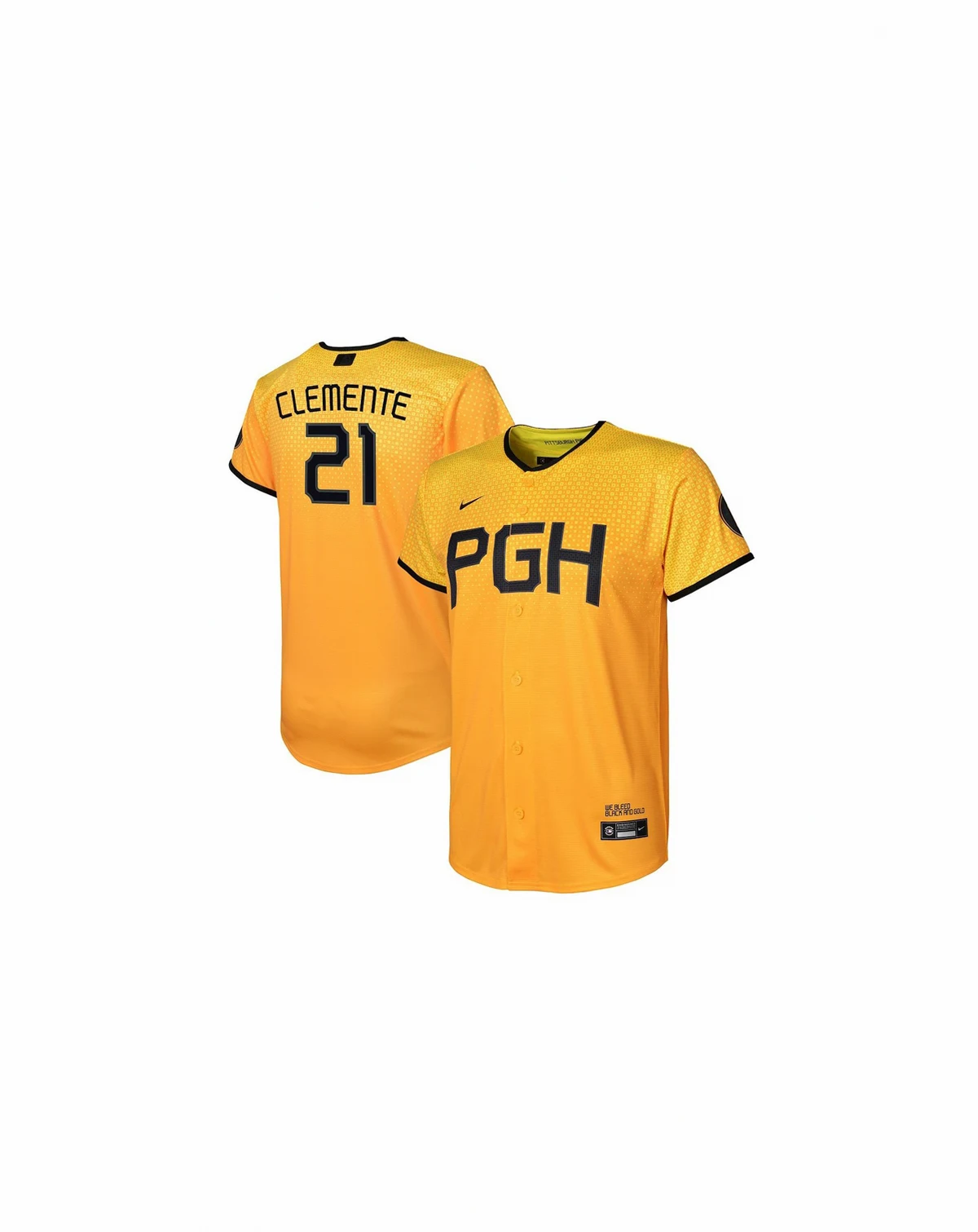 Toddler Boys and Girls Roberto Clemente Gold Pittsburgh Pirates 2023 City Connect Replica Player Jersey