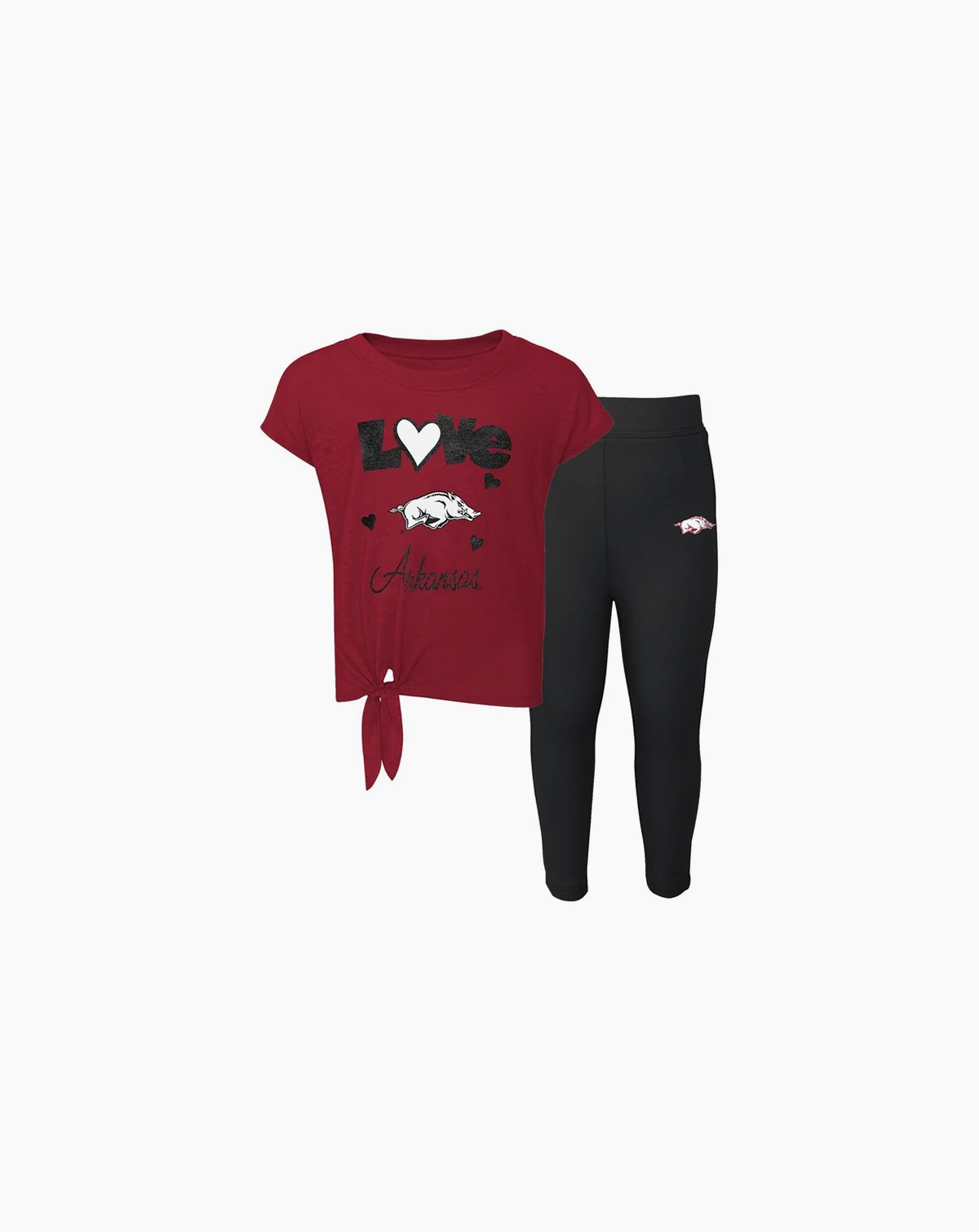 Toddler Girls Cardinal, Black Arkansas Razorbacks Forever Love Team T-shirt and Leggings Set