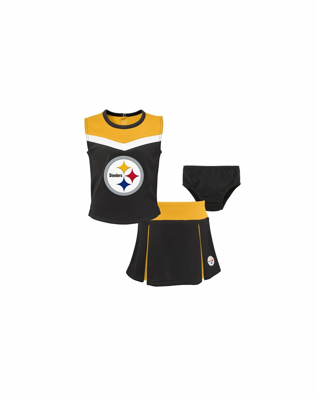 Girls Toddler Black Pittsburgh Steelers Spirit Cheer Three-Piece Cheerleader Set