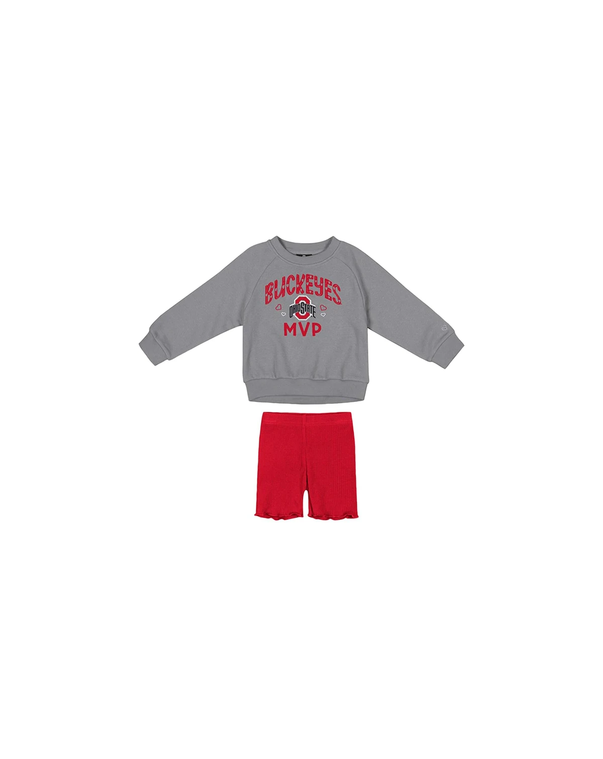 Girls Toddler 2- Piece Gray/Scarlet Ohio State Buckeyes Beta Fleece Sweatshirt and Shorts Set