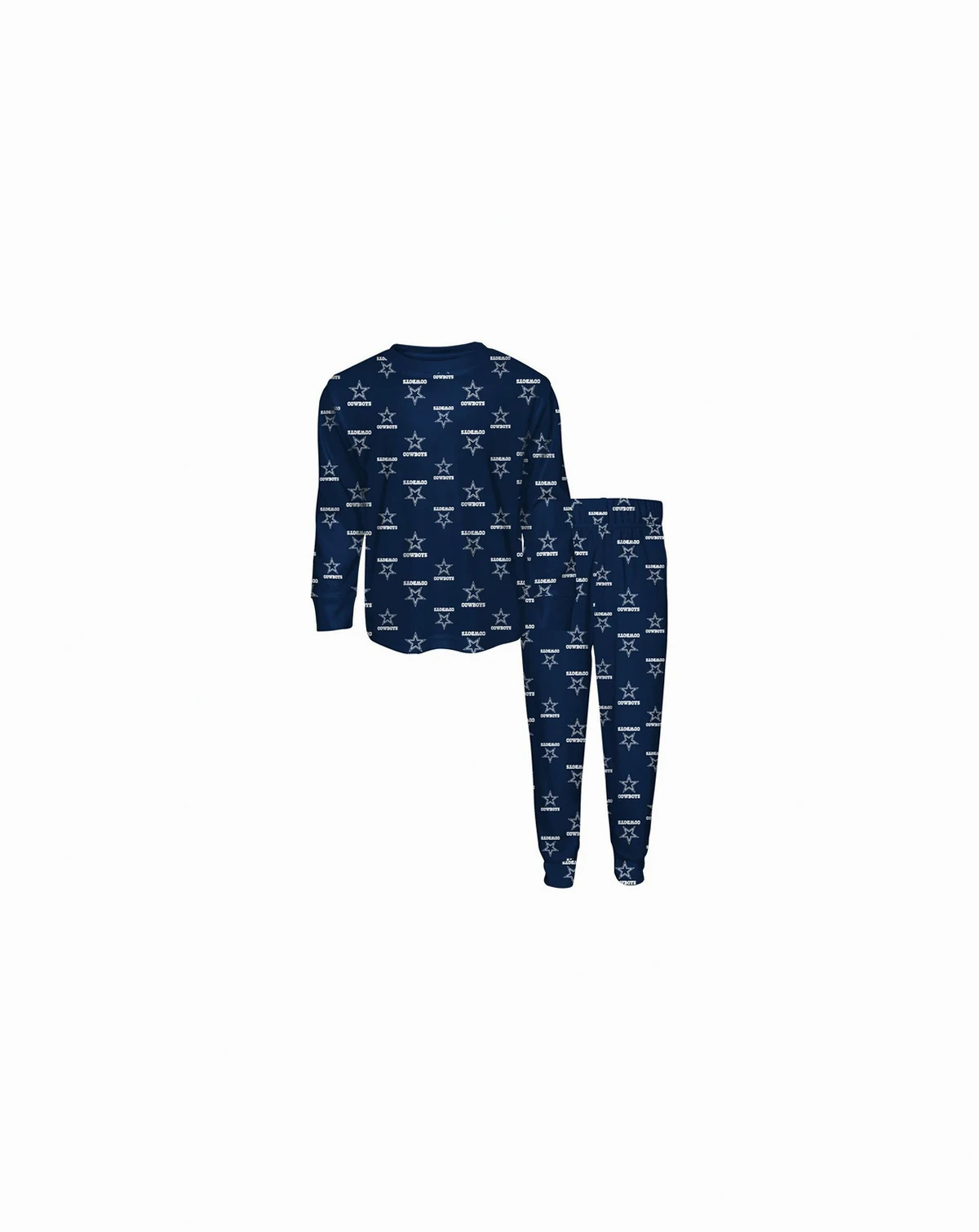 Toddler 2-Piece Navy Dallas Cowboys All-Over-Print Long Sleeve T-Shirt and Pants Sleep Set