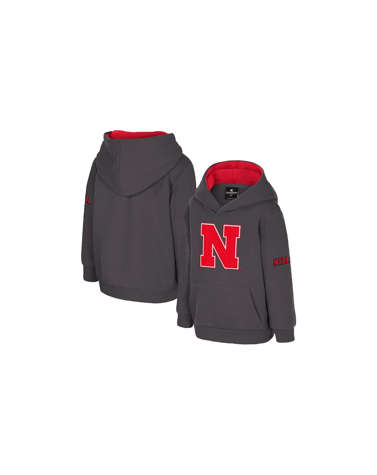 Toddler Charcoal Nebraska Huskers Big Logo Volume Fleece Pullover Hoodie