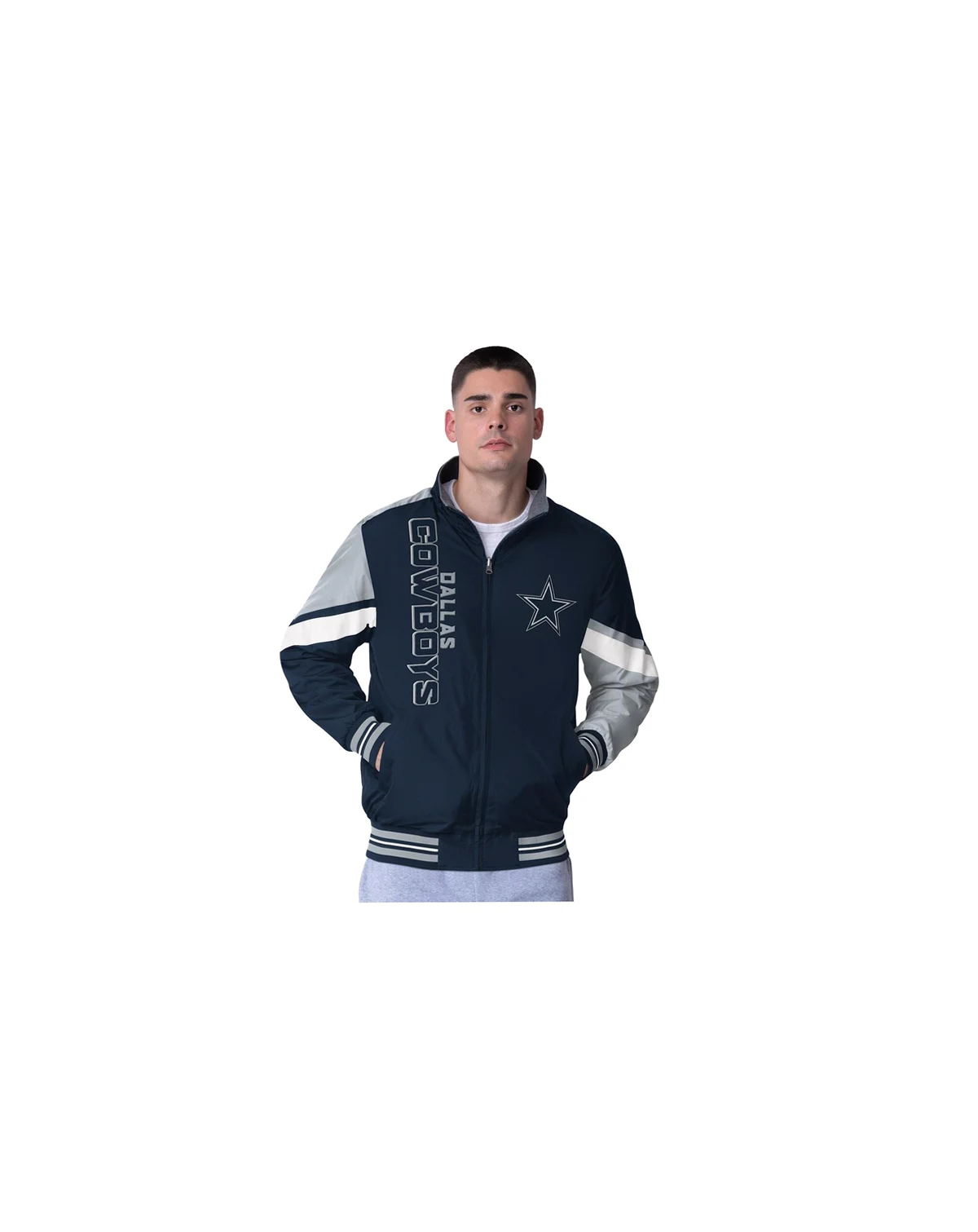 Men's Navy Dallas Cowboys Strong Arm Reversible Full-Zip Jacket