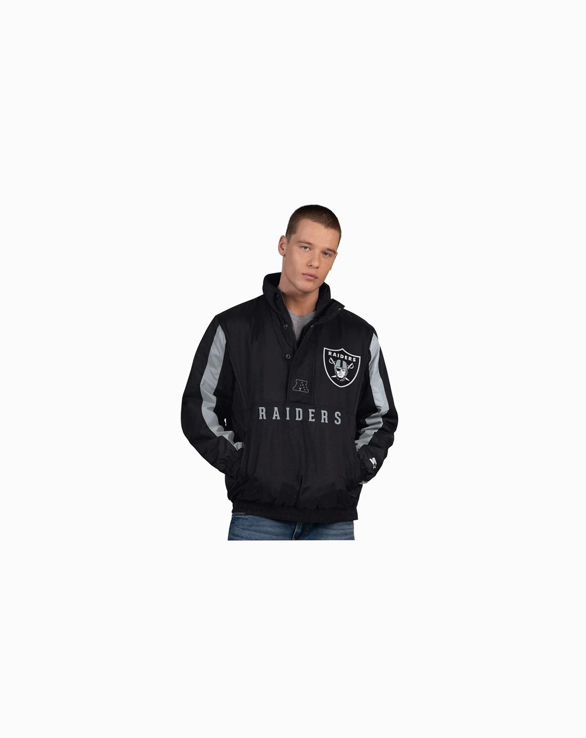 Men's Black Las Vegas Raiders Thursday Night Gridiron Half-Zip Jacket