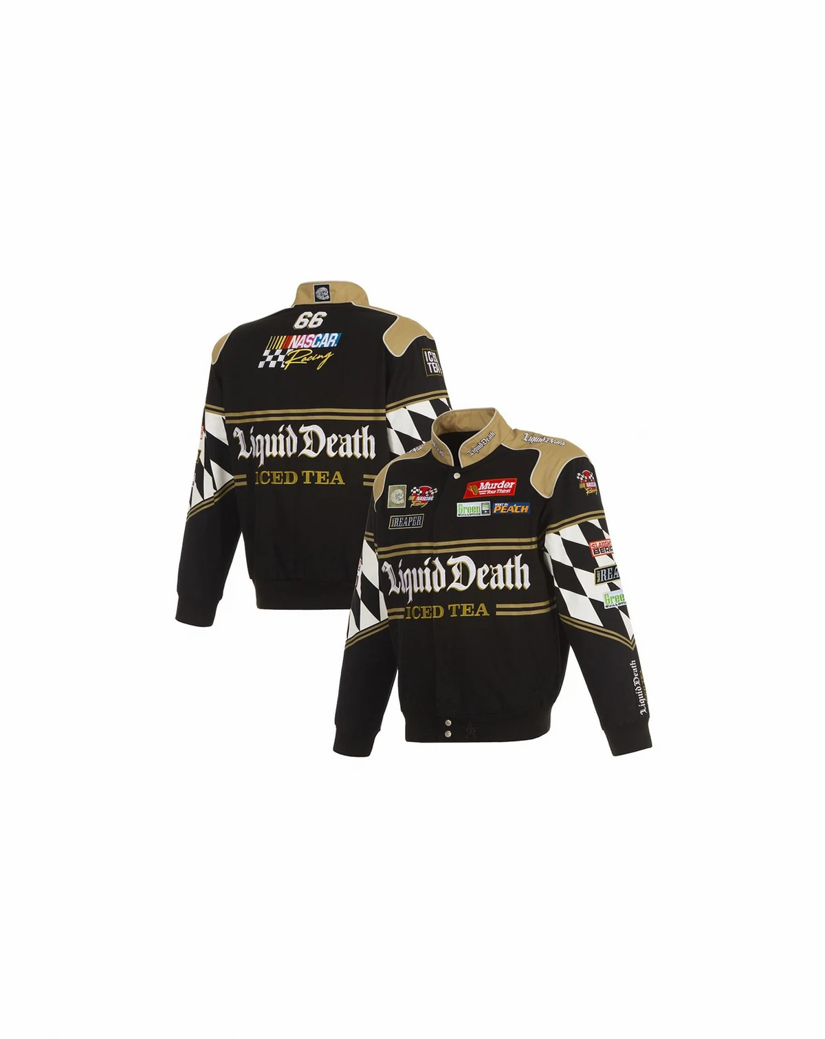 Men's Black NASCAR Liquid Death Full-Snap Twill Uniform Jacket