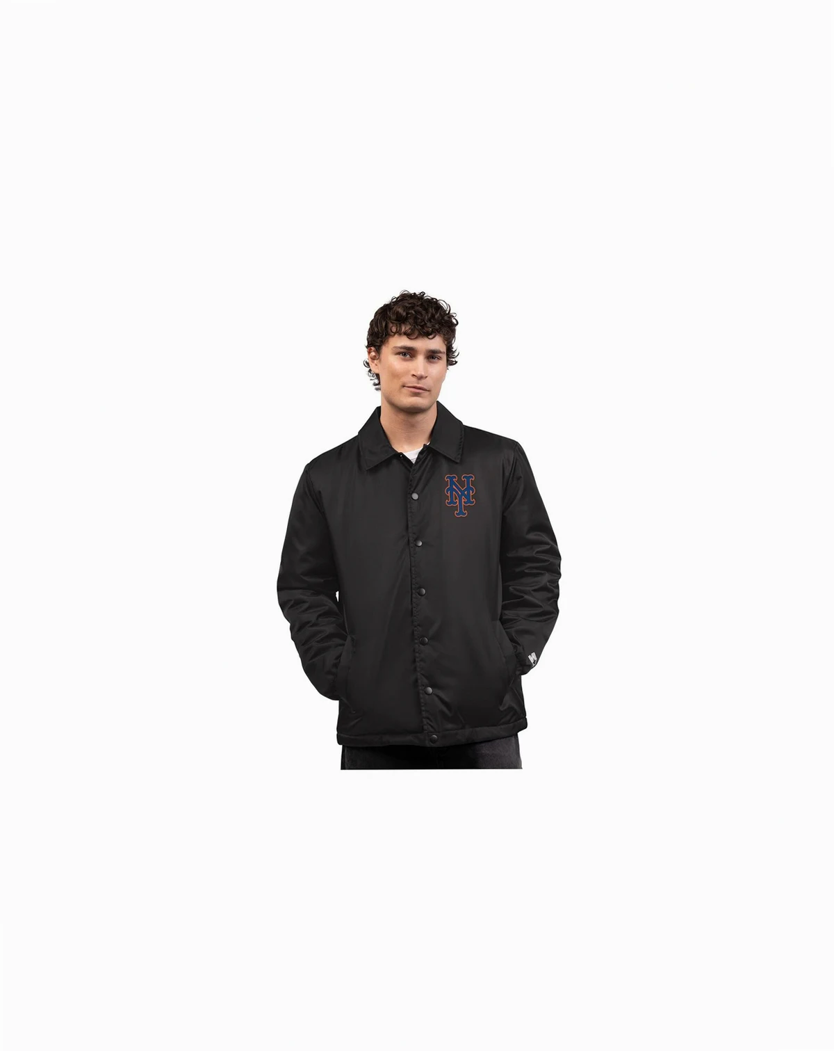Men's Black New York Mets Full-Snap Coaches Jacket