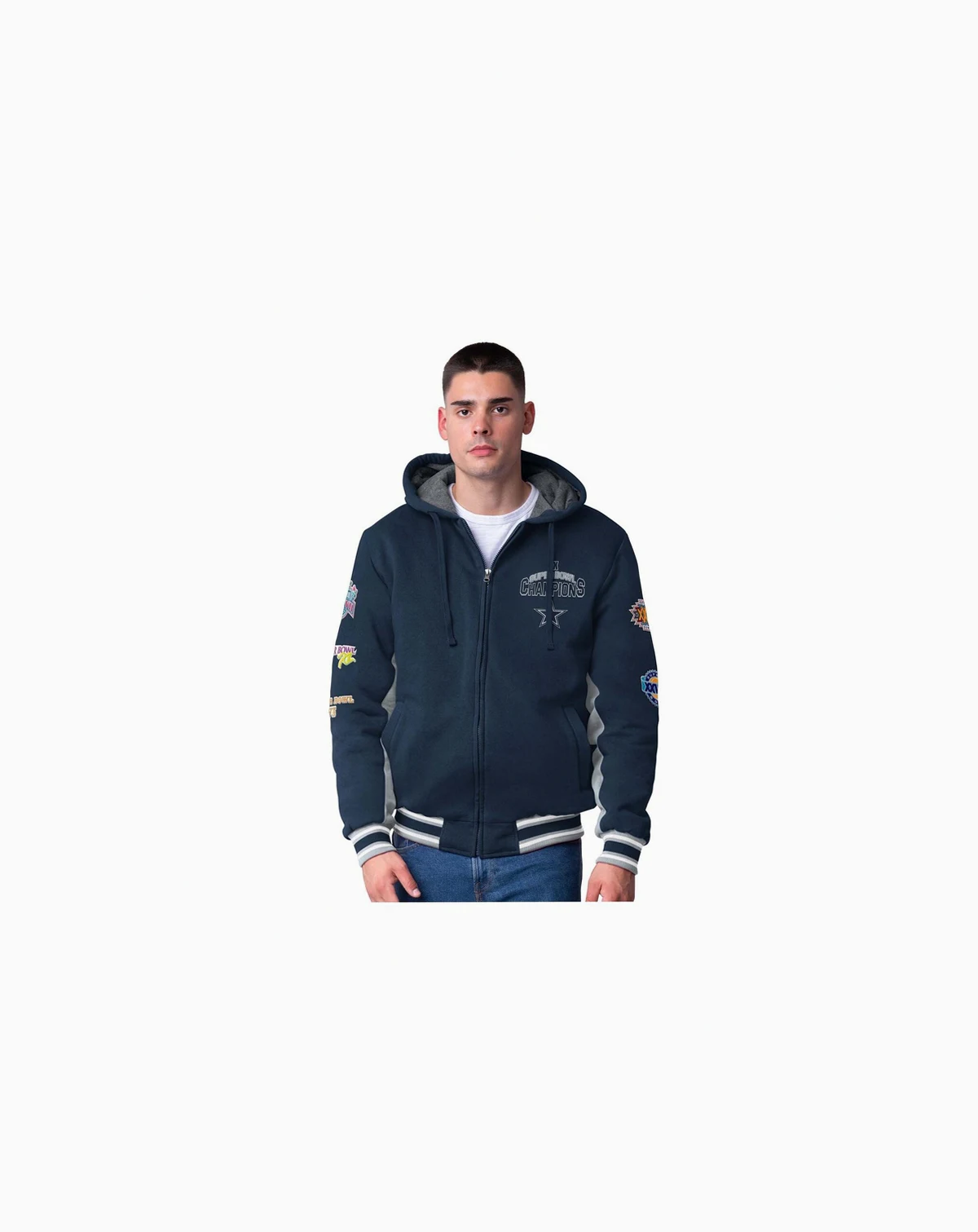 Men's Navy Dallas Cowboys No Huddle Commemorative Full-Zip Hoodie Jacket