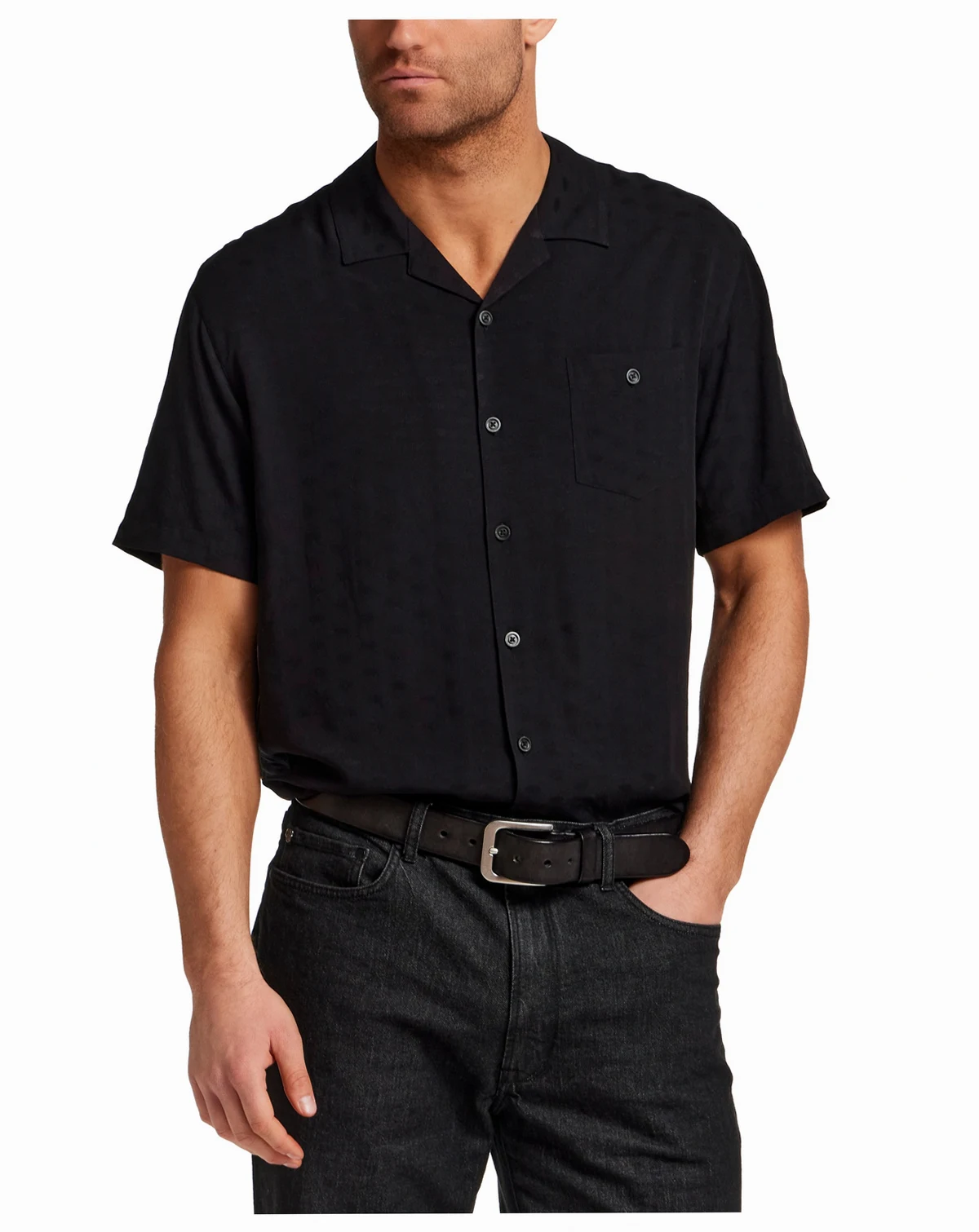 Men's Short-Sleeve Dobby Camp Collar Shirt