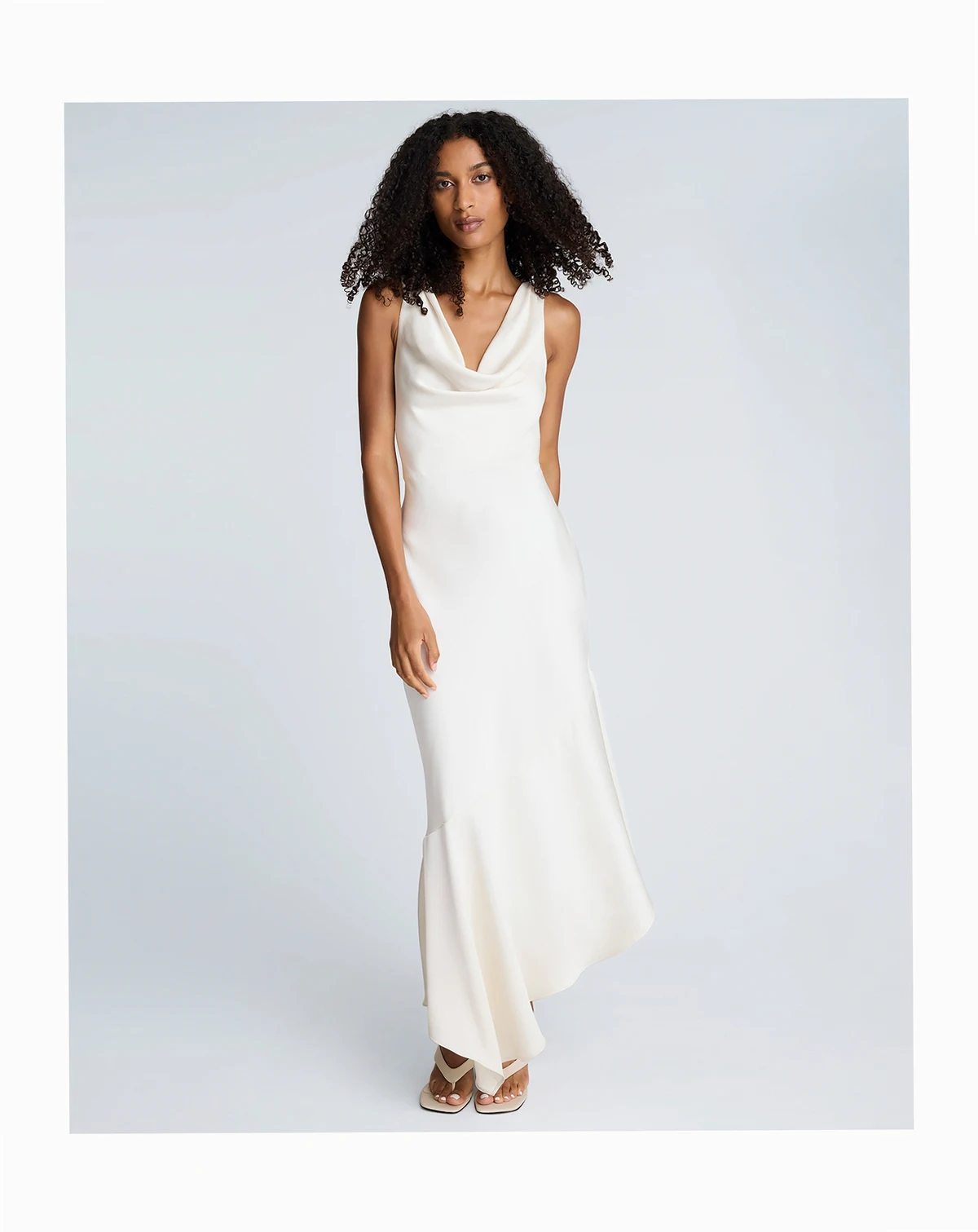 Women's Satin Cowl Neck Bias Dress