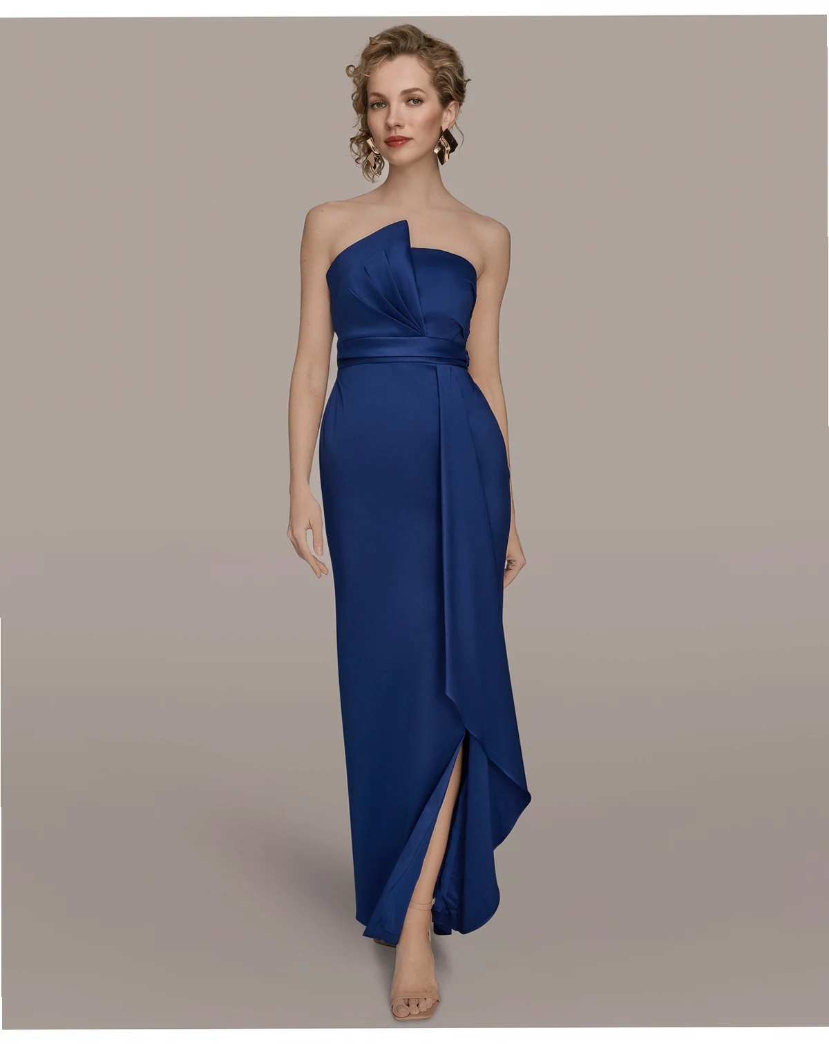 Women's Asymmetric Twist Strapless Gown