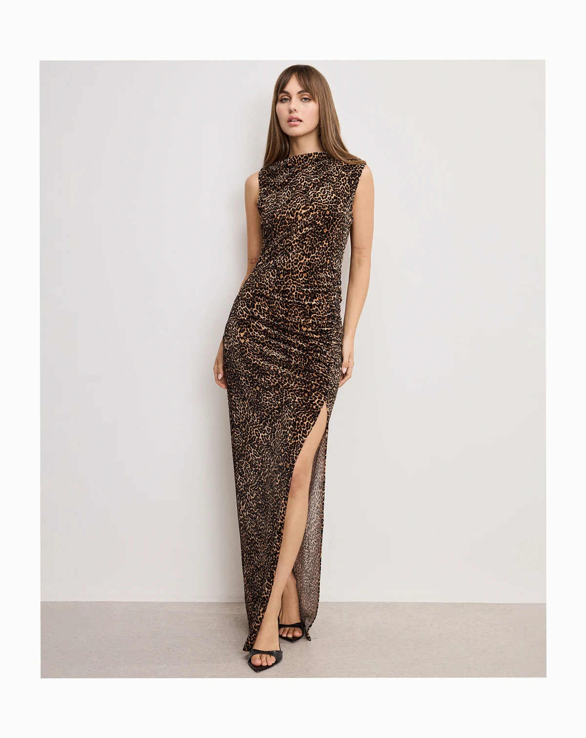 Women's Velvet High Neck Maxi Dress, Regular and Plus Size