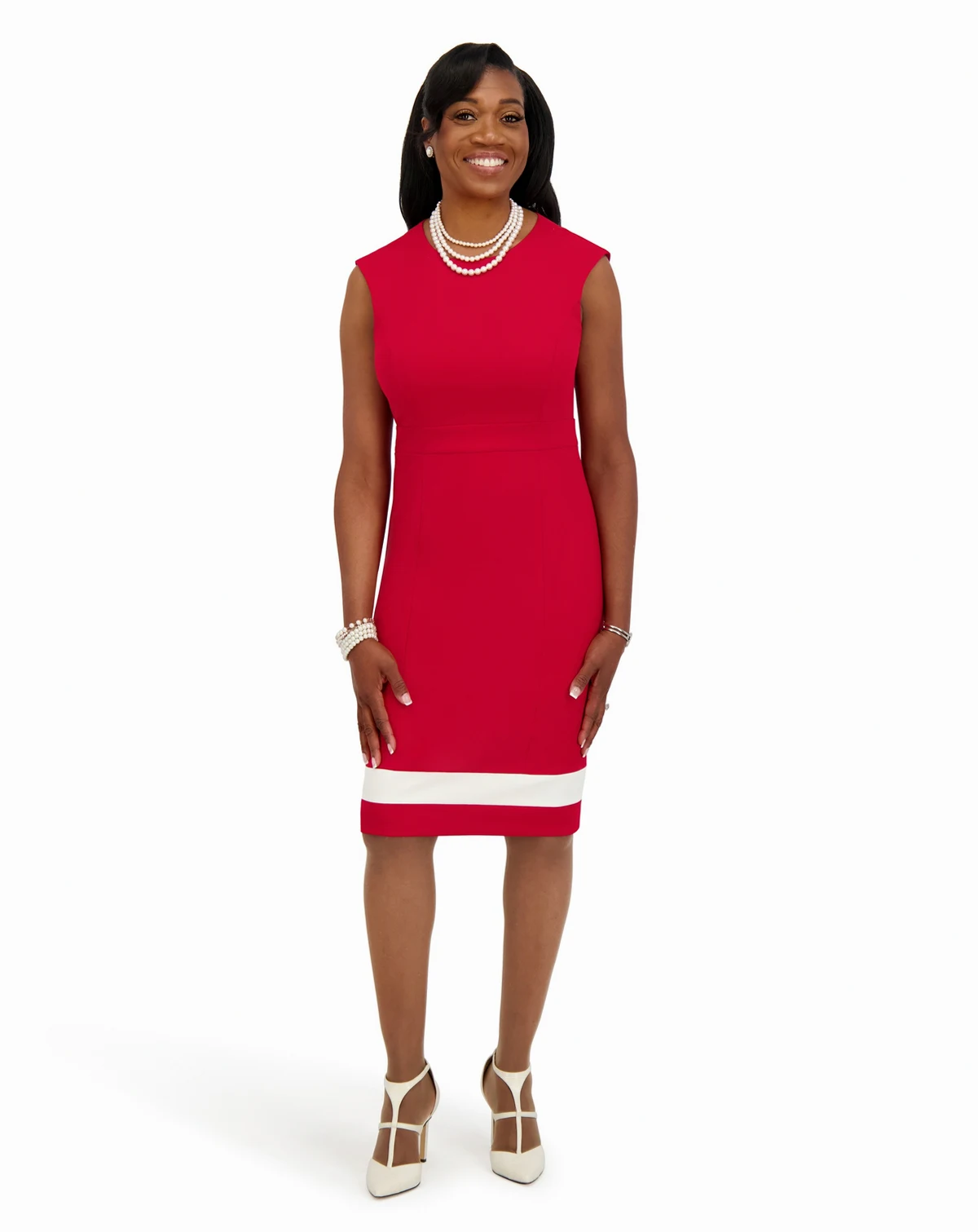 Seam Women's Crewneck Stripe Detail Sheath Dress