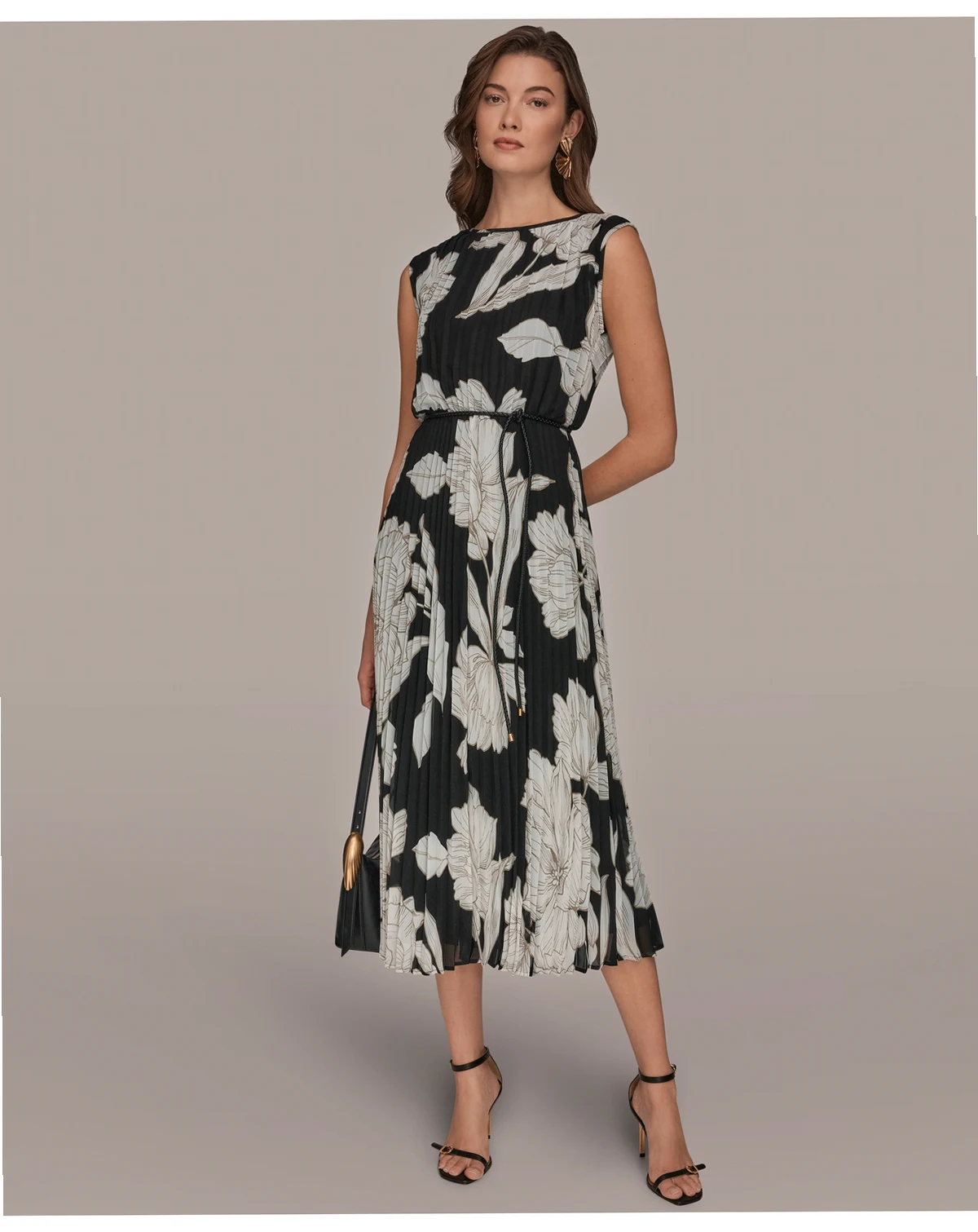 Women's Floral Crew neck Midi Dress