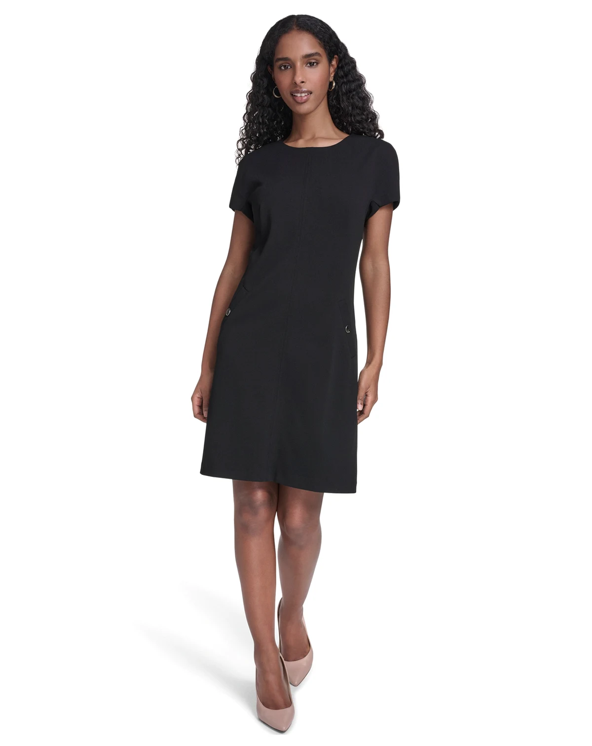 Women's Button-Trim Shift Dress