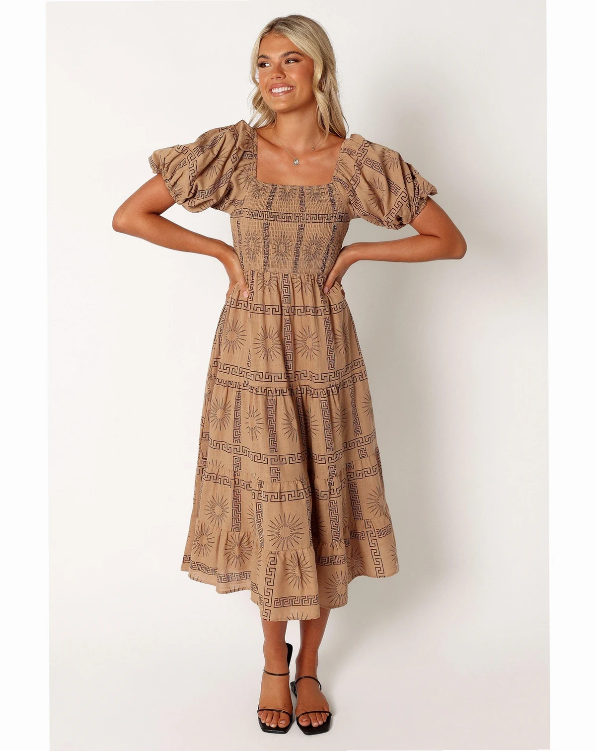Soliel Puff Sleeve Midi Women's Dress