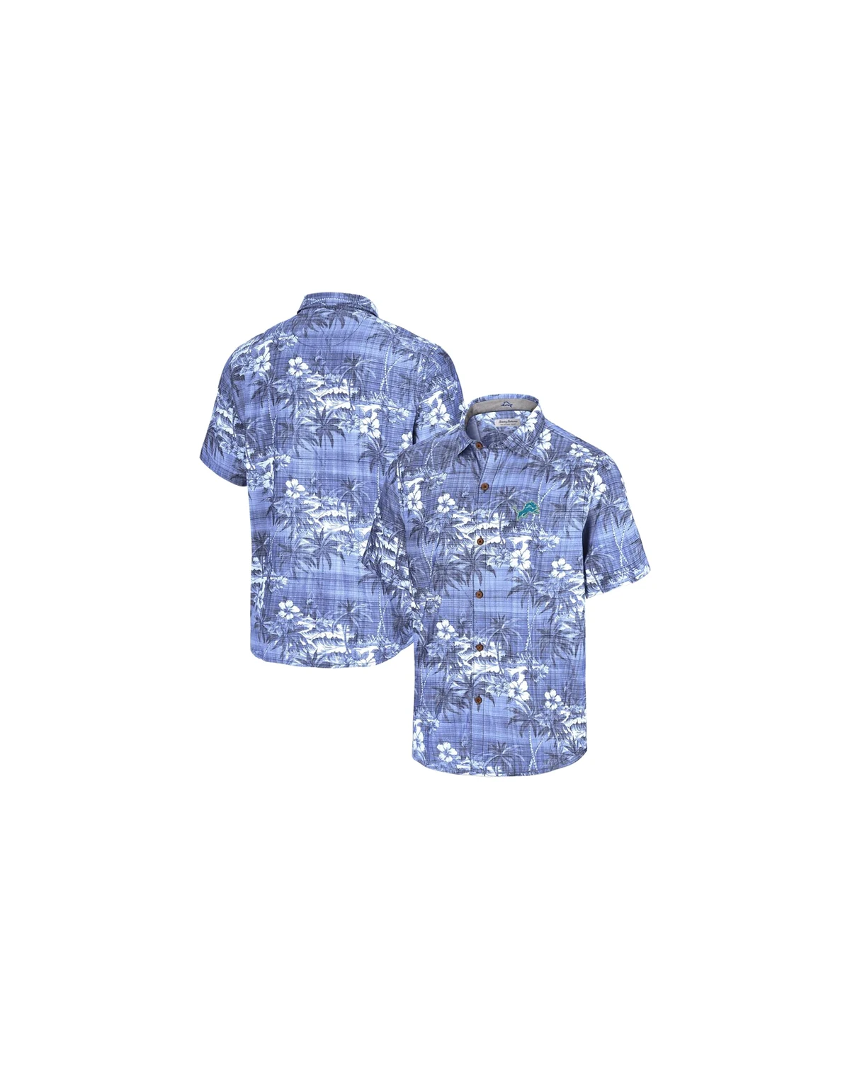 Men's Blue Detroit Lions Coconut Point Isla Palmetta Camp Button-Up Shirt