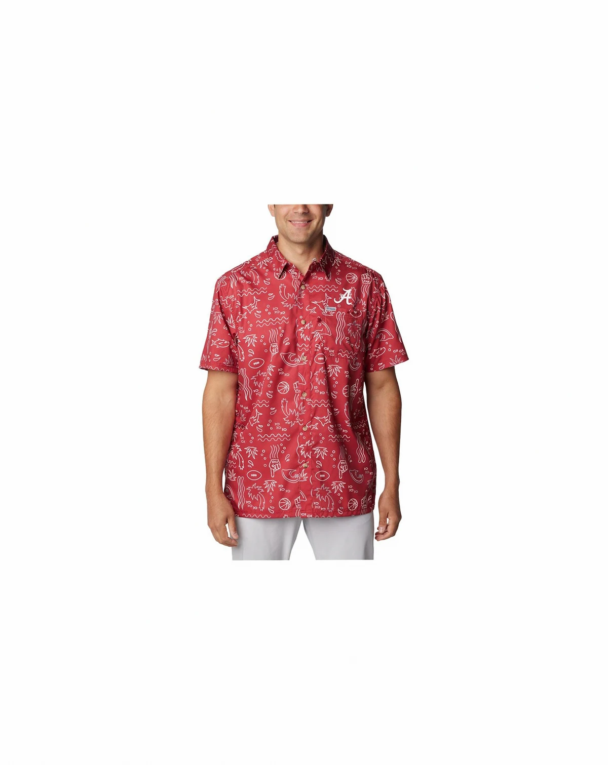 Men's Crimson Alabama Crimson Tide Super Slack Tide Omni-Wick Button-Up Shirt
