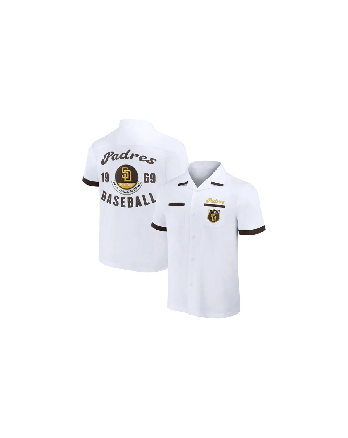 Men's Darius Rucker Collection by White San Diego Padres Bowling Button-Up Shirt