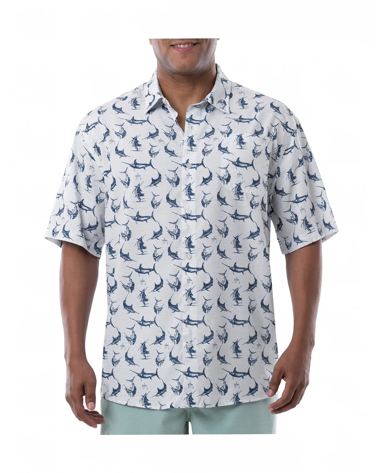 Men's Short Sleeve Retro Billfish Fishing Shirt