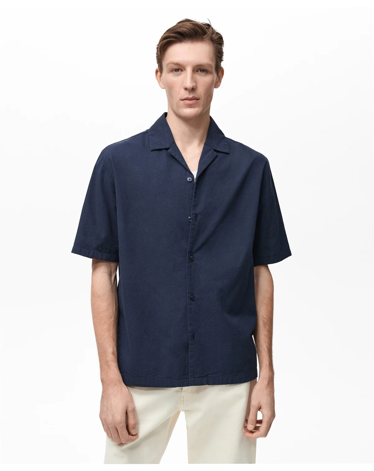Men's Textured Bowling Collar Shirt