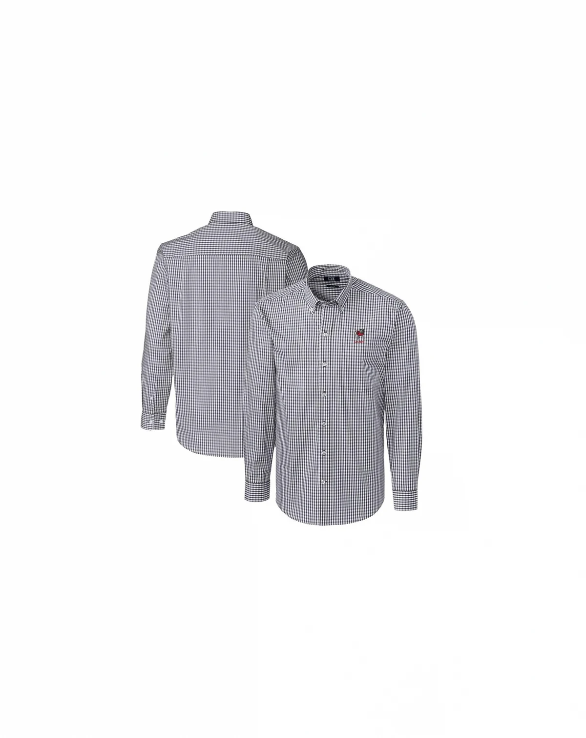 Men's Charcoal Georgia Bulldogs Alumni Logo Easy Care Stretch Gingham Dress Shirt