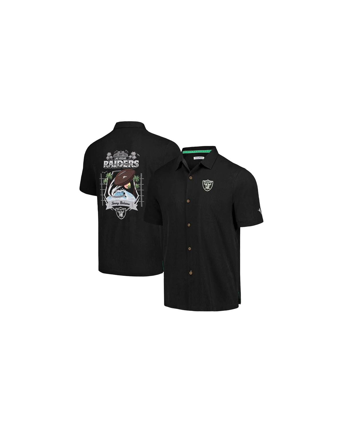 Men's Black Las Vegas Raiders Tidal Kickoff Camp Button-Up Shirt