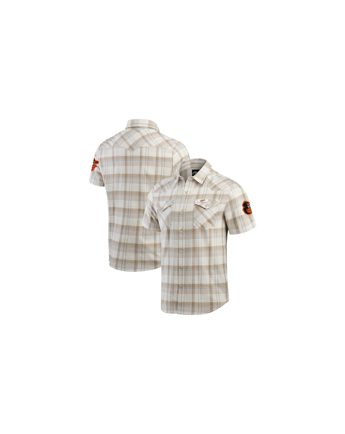 Darius Rucker Collection by Men's Gray Baltimore Orioles Plaid Full-Snap Shirt