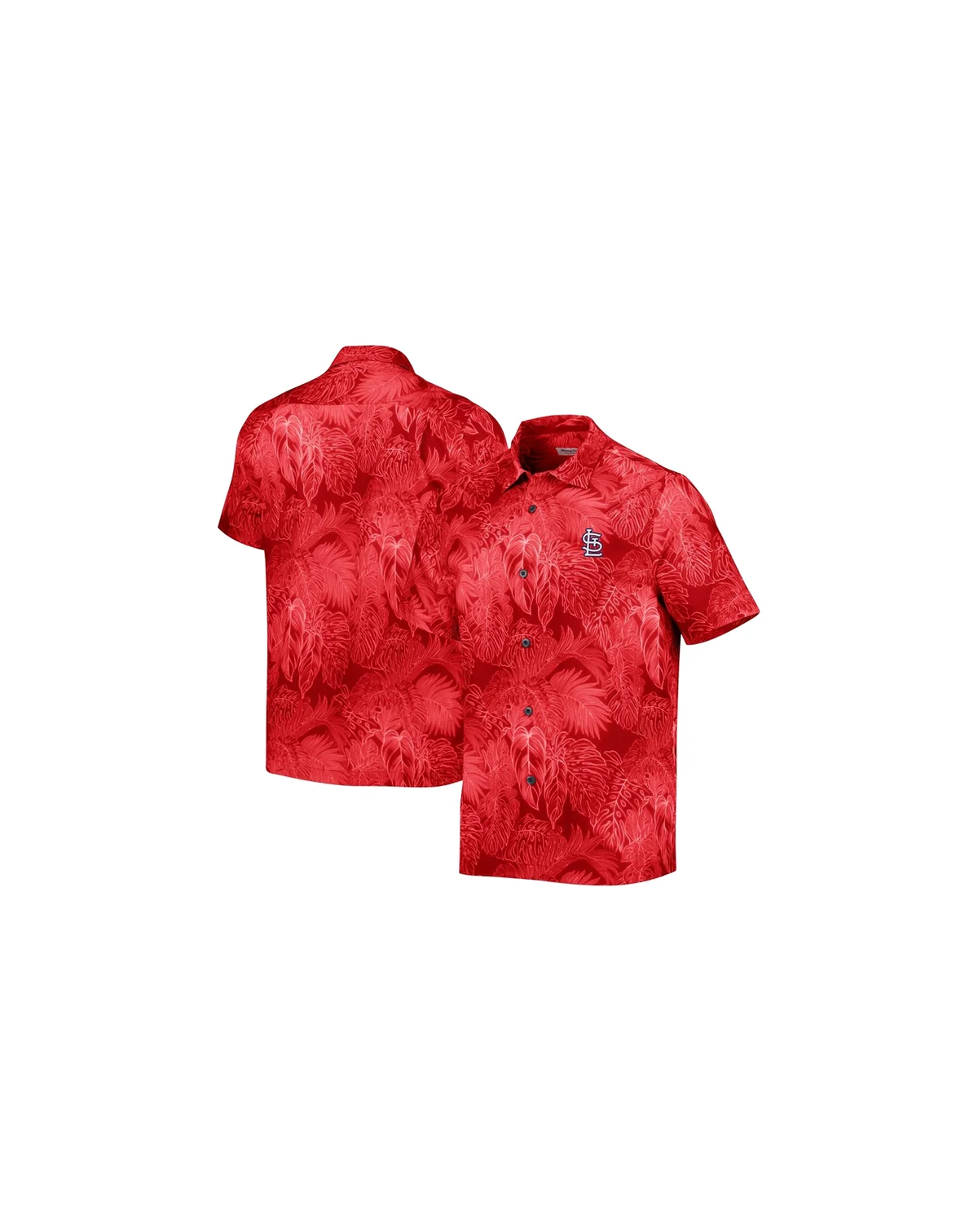Men's Red St. Louis Cardinals Bahama Coast Luminescent Fronds IslandZone Button-Up Camp Shirt