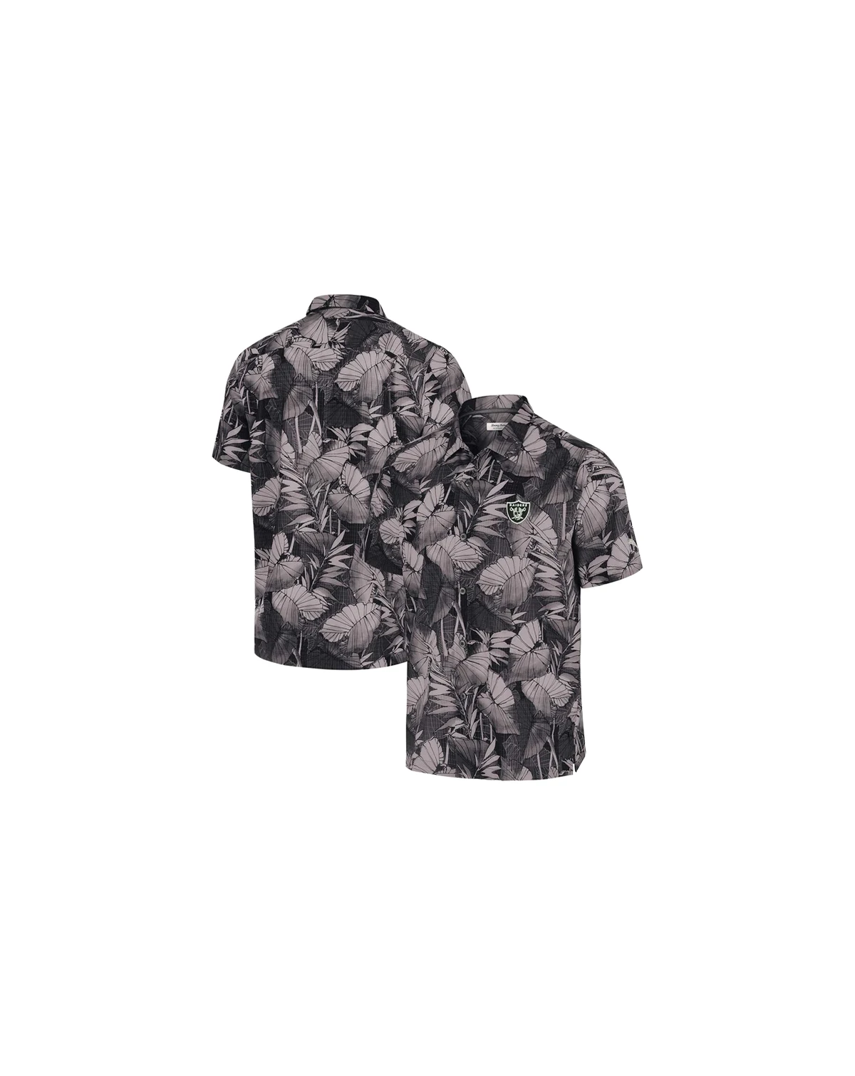 Men's Black Las Vegas Raiders Bahama Coast Nuevo Fronds Camp Button-Up Shirt