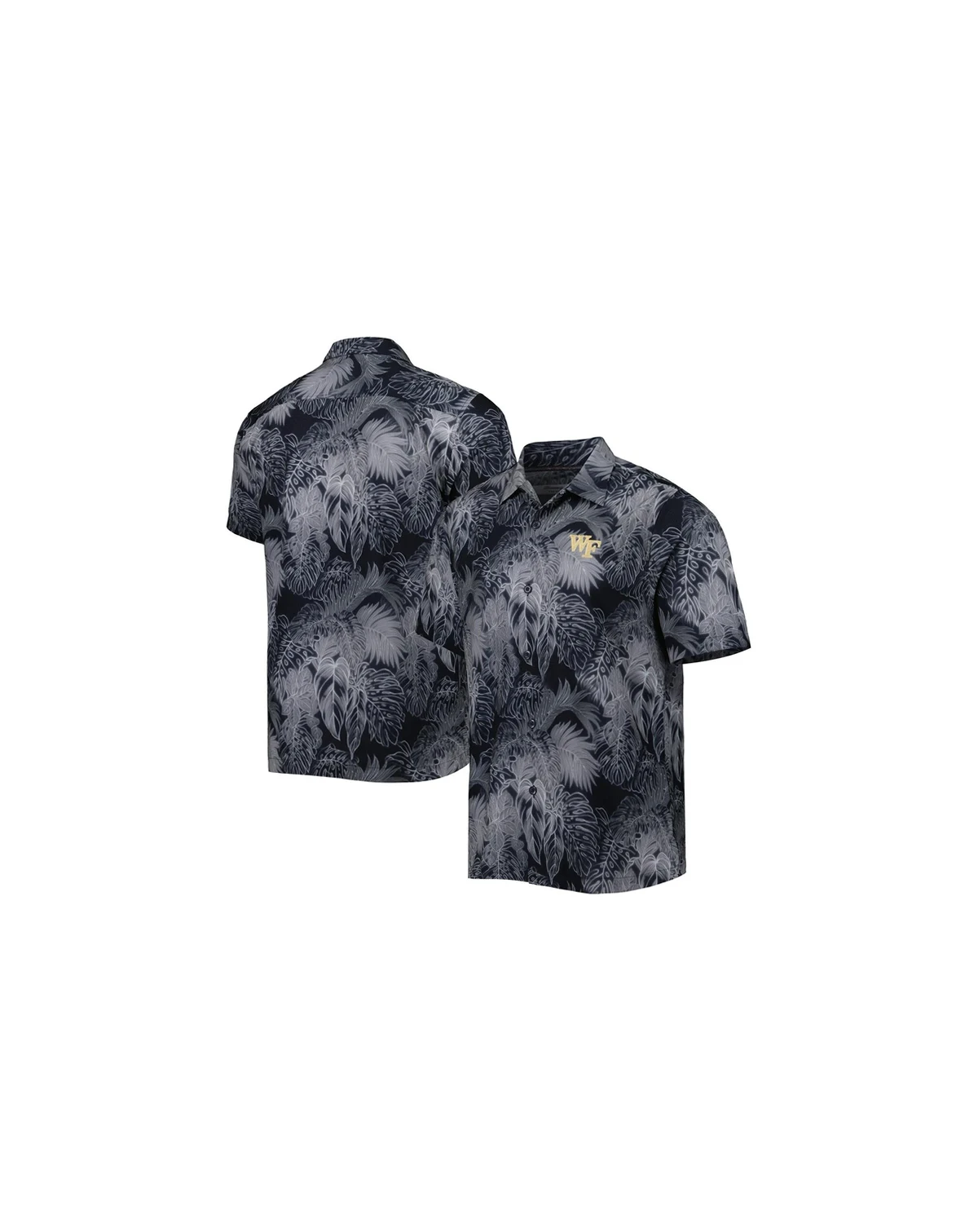 Men's Black Wake Forest Demon Deacons Coast Luminescent Frond IslandZone Button-Up Camp T-Shirt