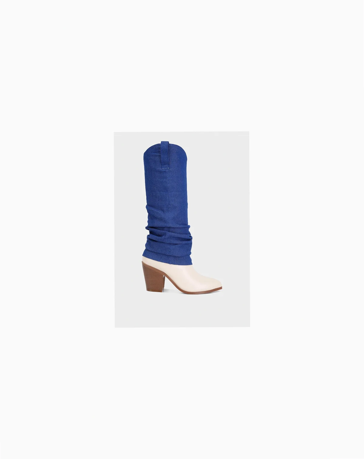 Womens fab cowboy boots with denim sleeve detail