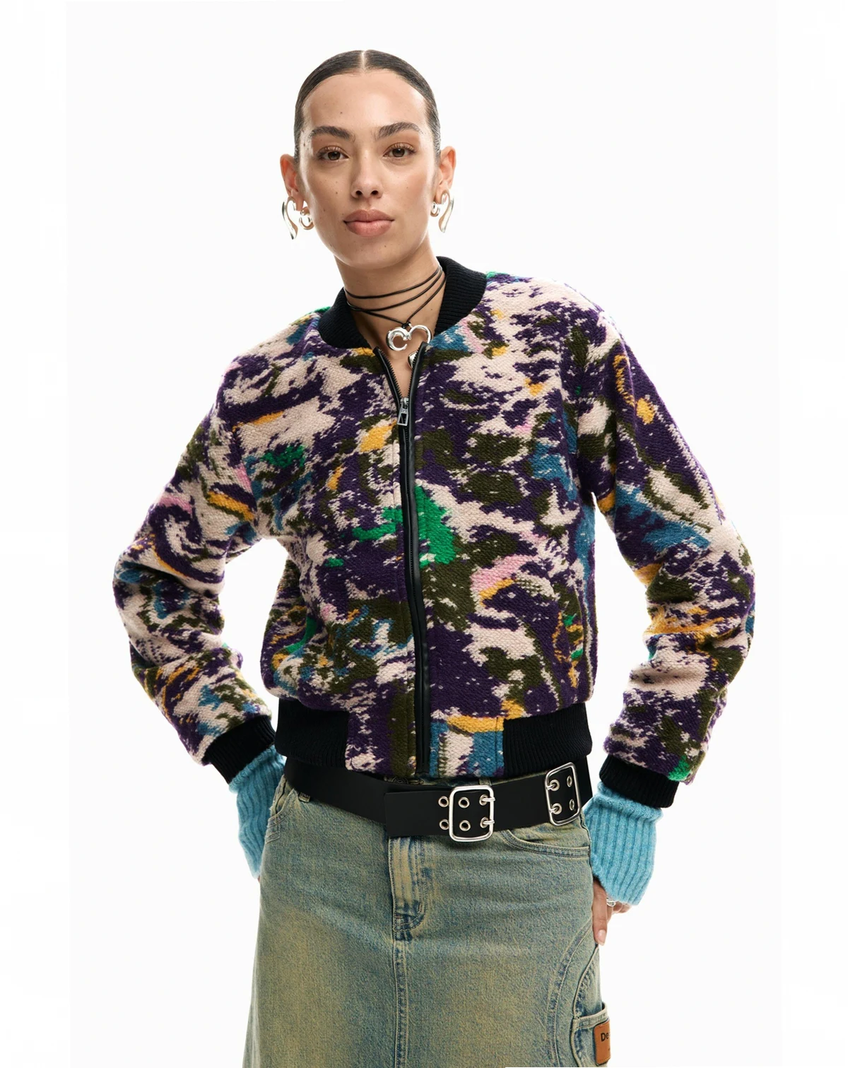 Women's Heathered bomber jacket