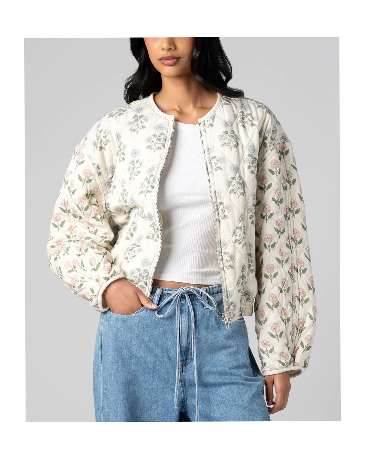 Women's Printed Quilted Bomber Jacket