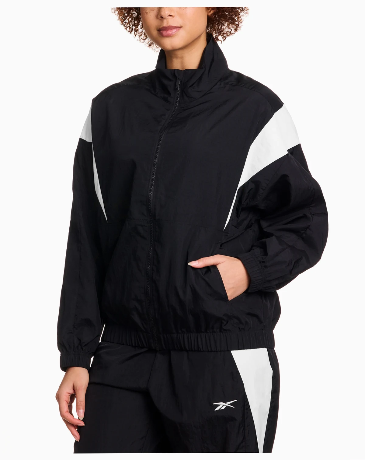Women's Woven Crinkle Colorblocked Track Jacket