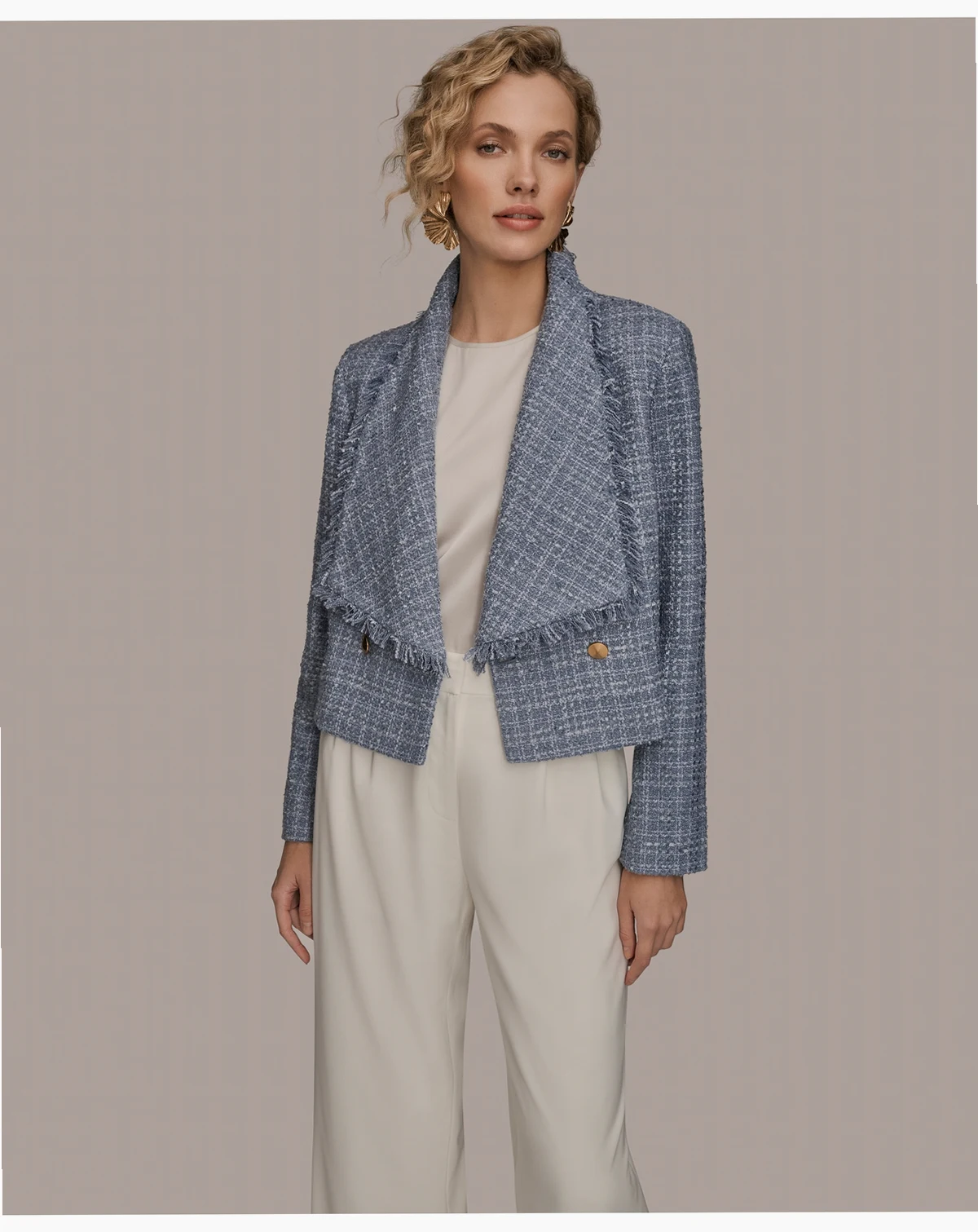 Women's Shawl Collar Fringe Detail Wrap Jacket
