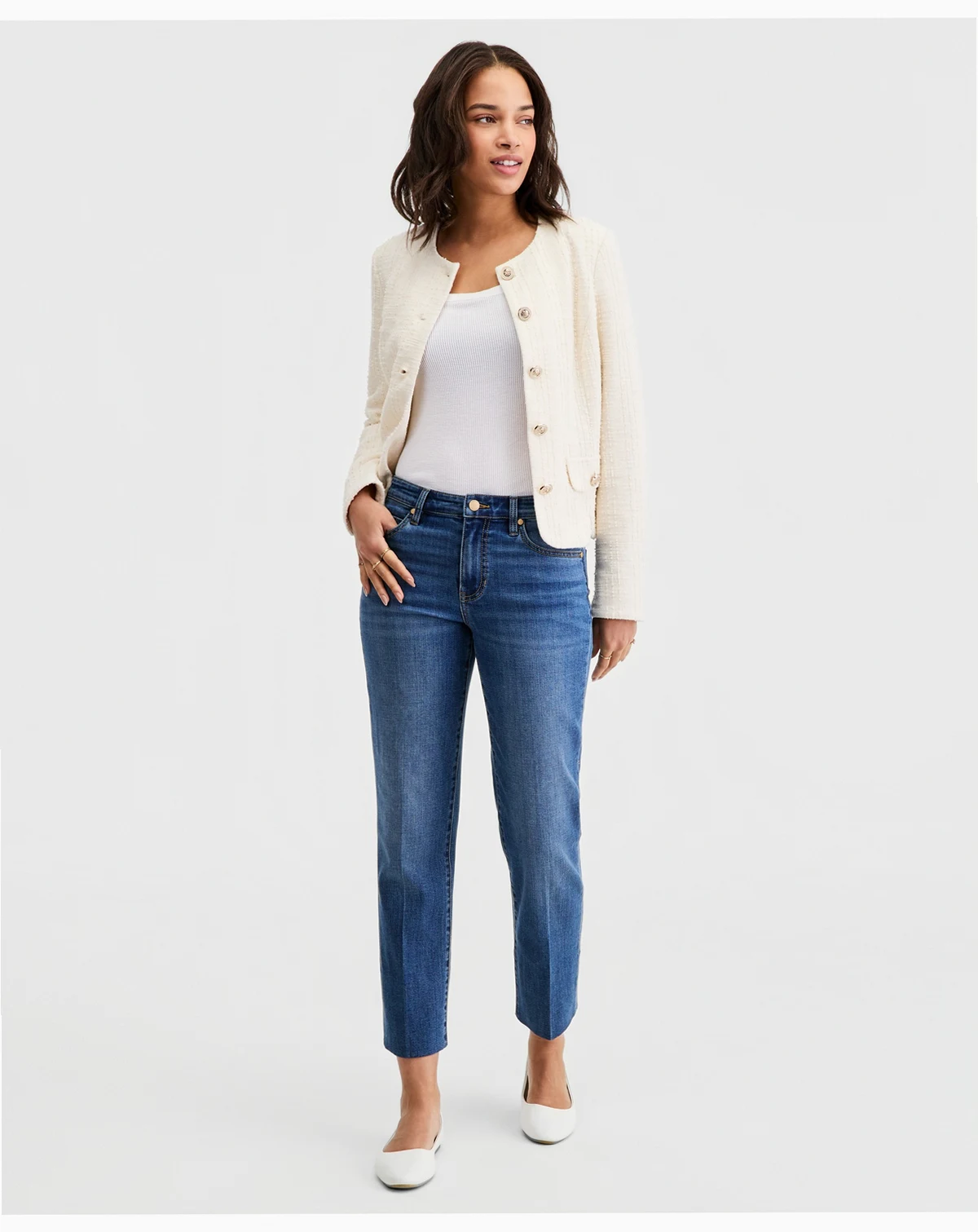Women's Kennedy Cropped Straight Blind-Hem Jeans