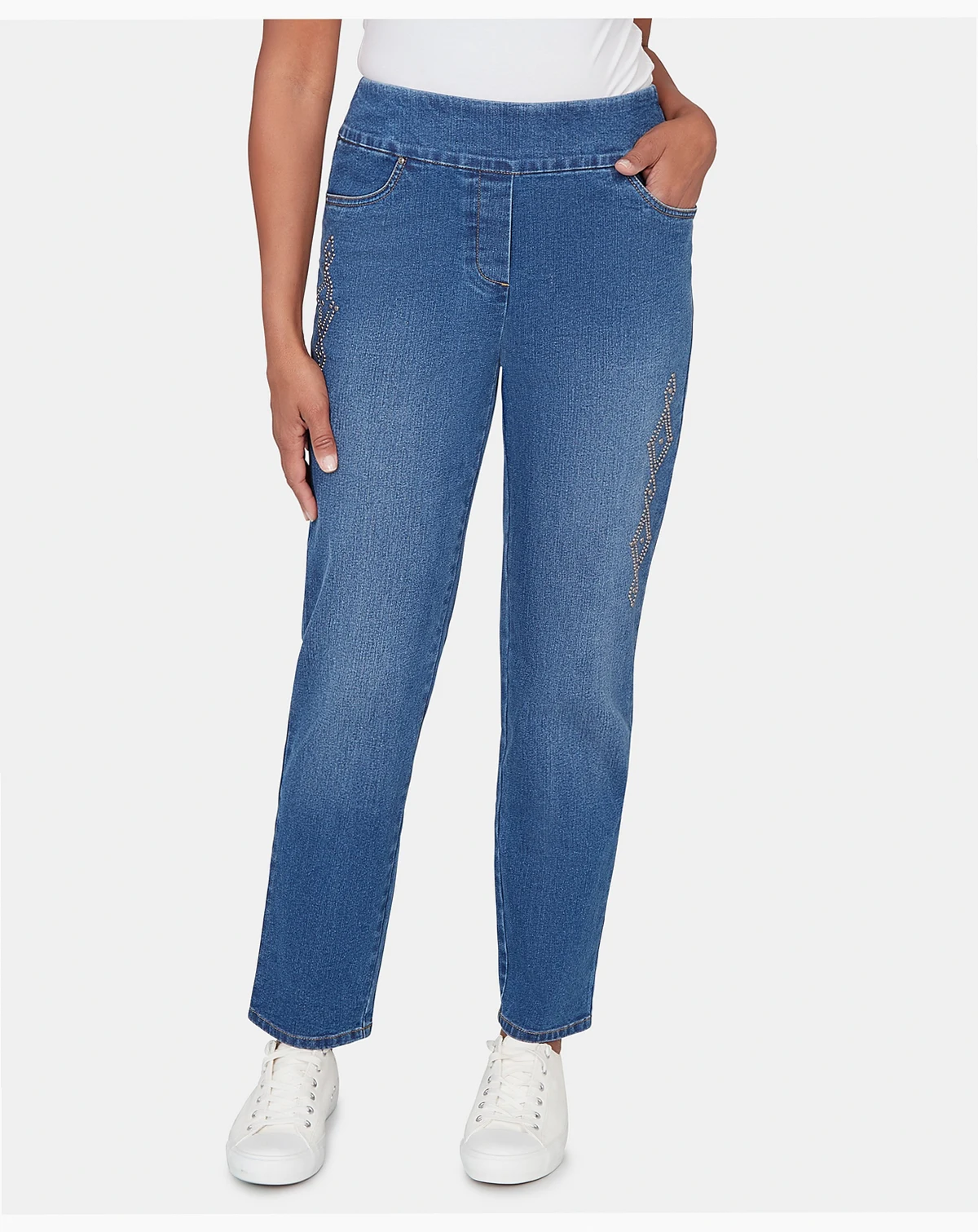 Petite Austin Geometric Heat Set Super Stretch Denim Jeans