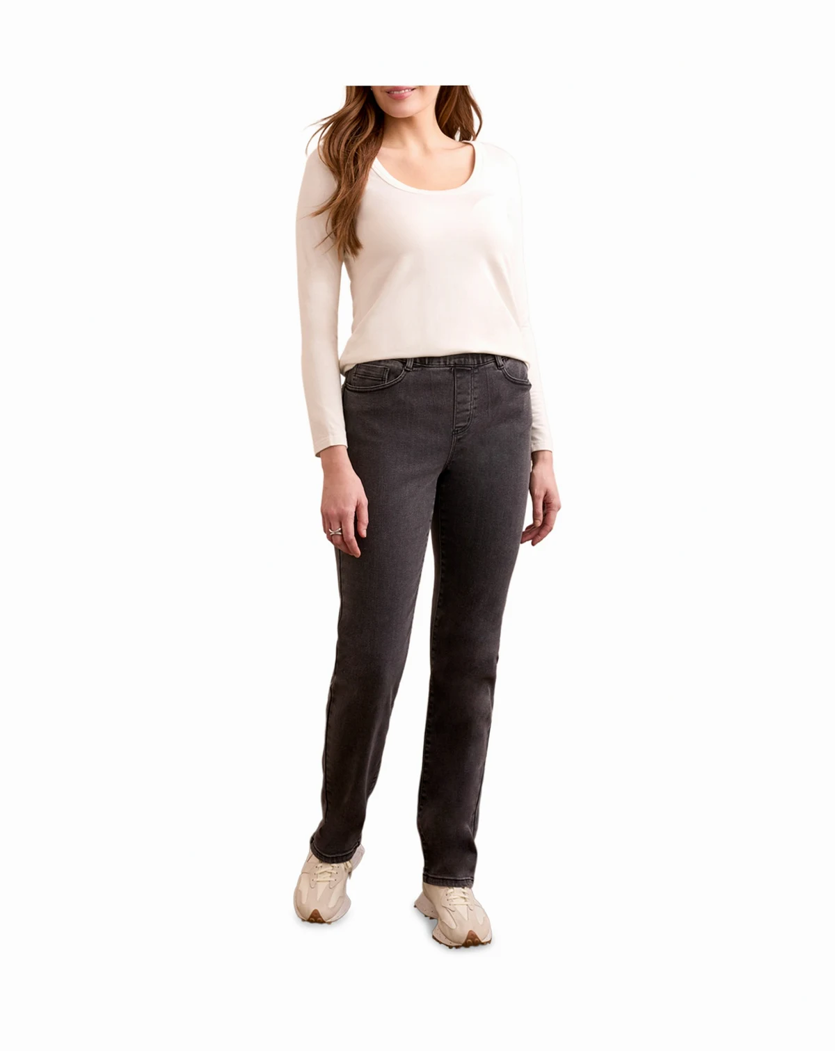 Women's Sophia Curvy Boundless Stretch Denim Pull-On Straight Leg Jeans