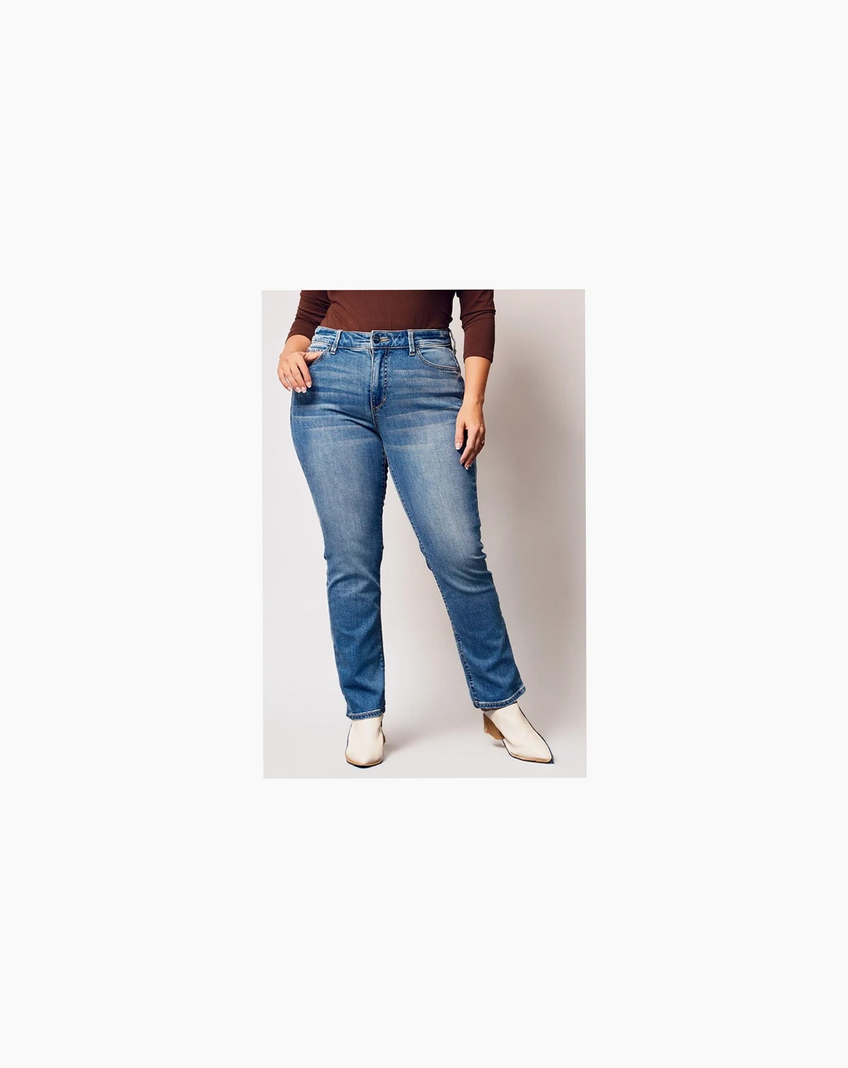 Plus Size Denim High Rise Straight Jeans