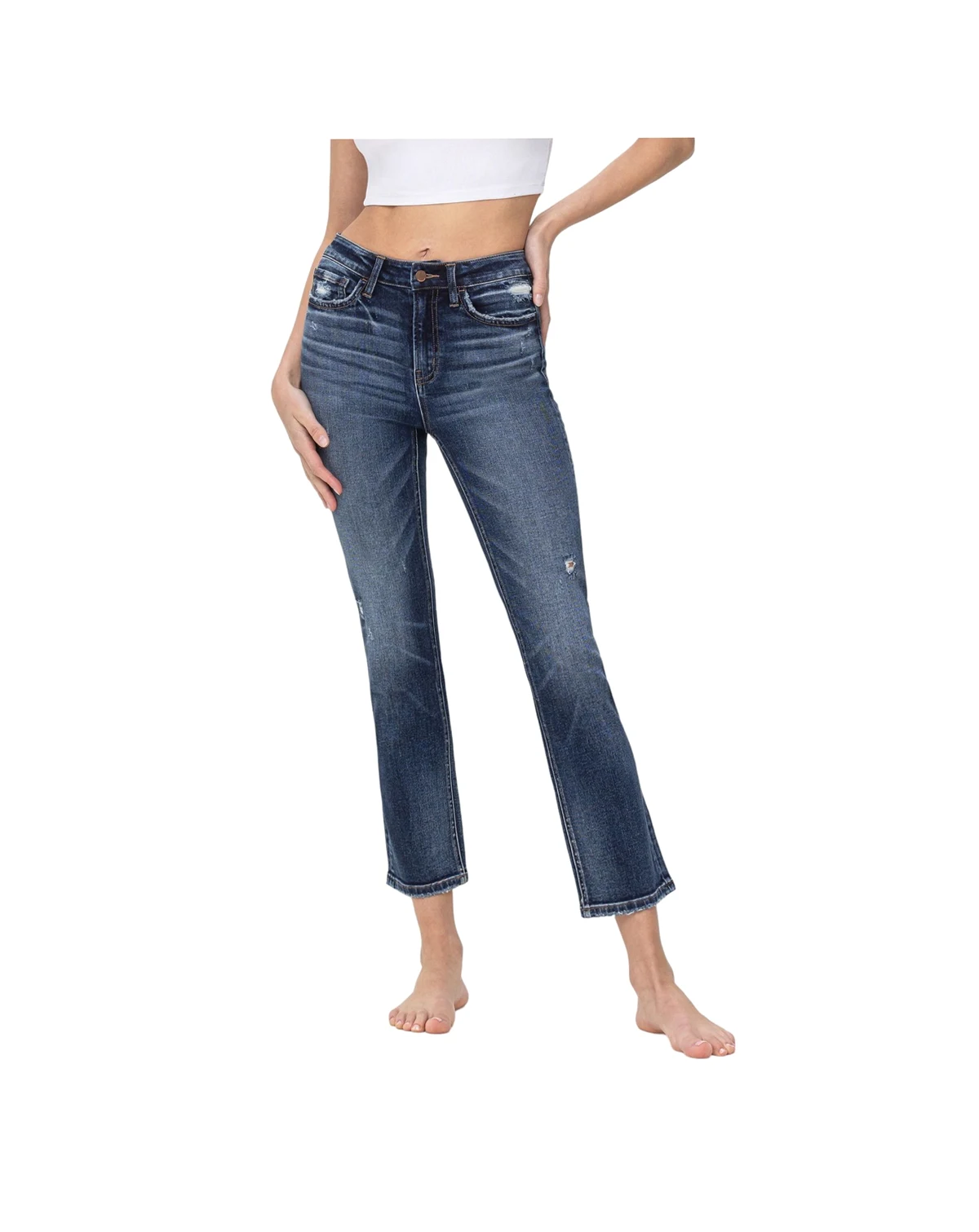 Women's High Rise Ankle Slim Straight Jeans