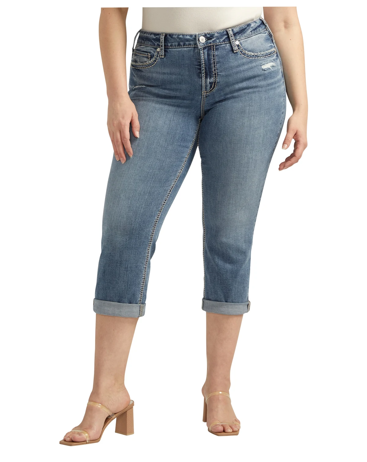 Plus Size Suki Mid Rise Curvy Fit Capri Jeans