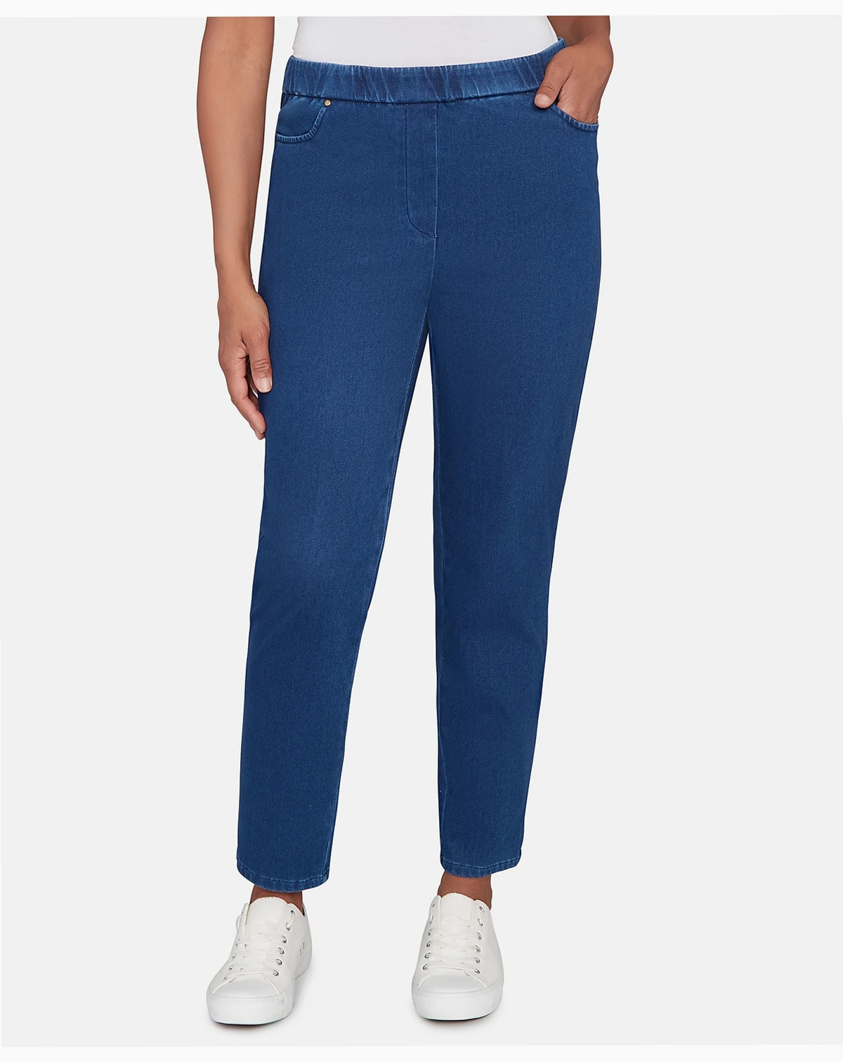 Women's Sunset Canyon Denim Knit Medium Length Split Hem Jeans