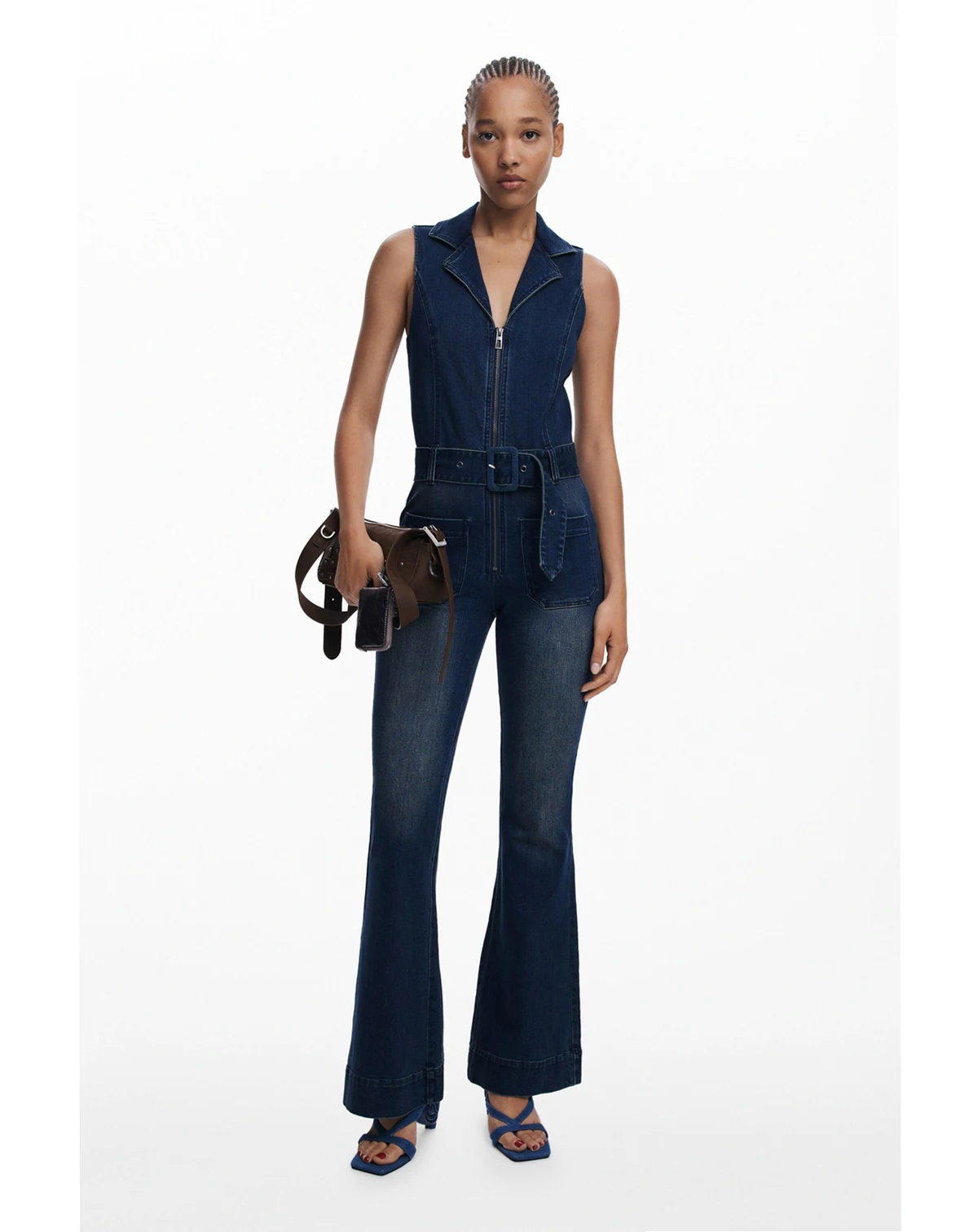 Women's Flared denim jumpsuit