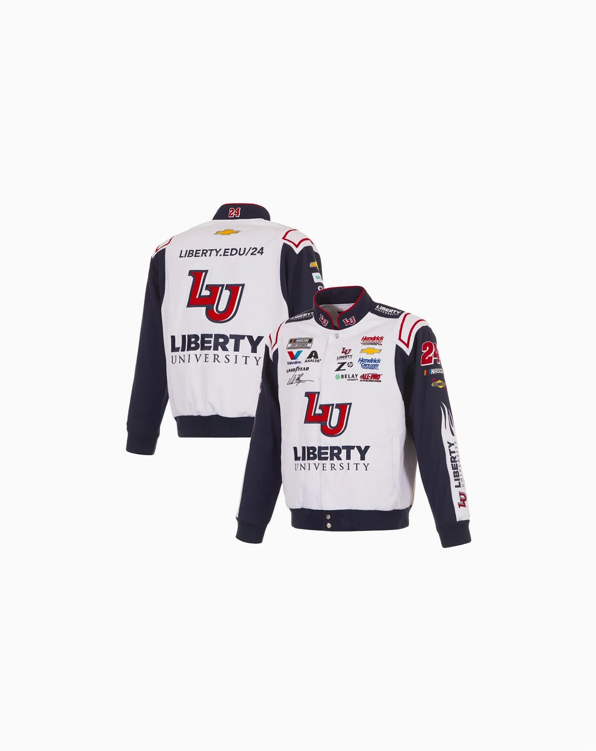 Men's White William Byron Liberty University Full-Snap Twill Uniform Jacket